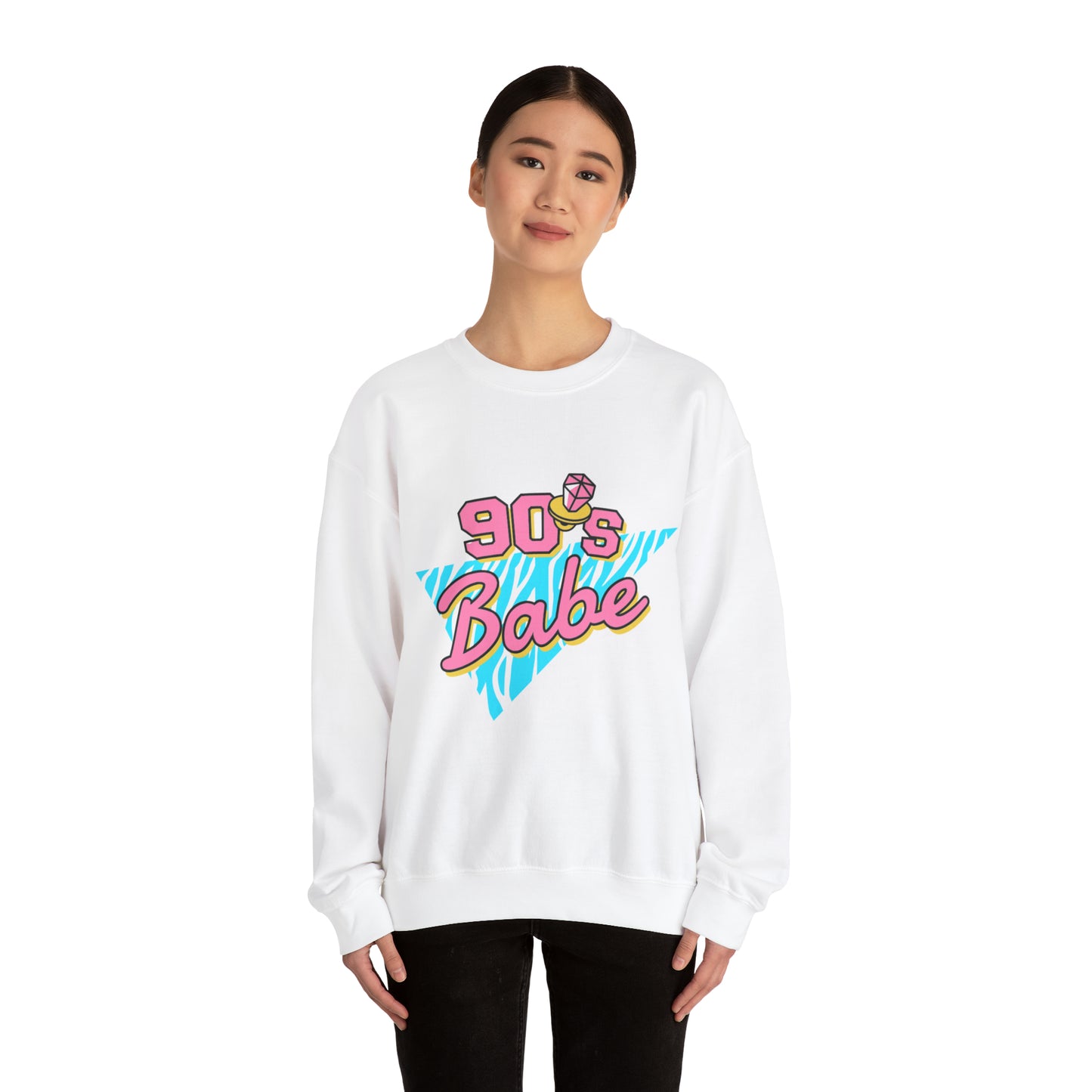 90's Babe Sweatshirt, Pink blue shirt, Unisex Heavy Blend Crewneck Sweatshirt