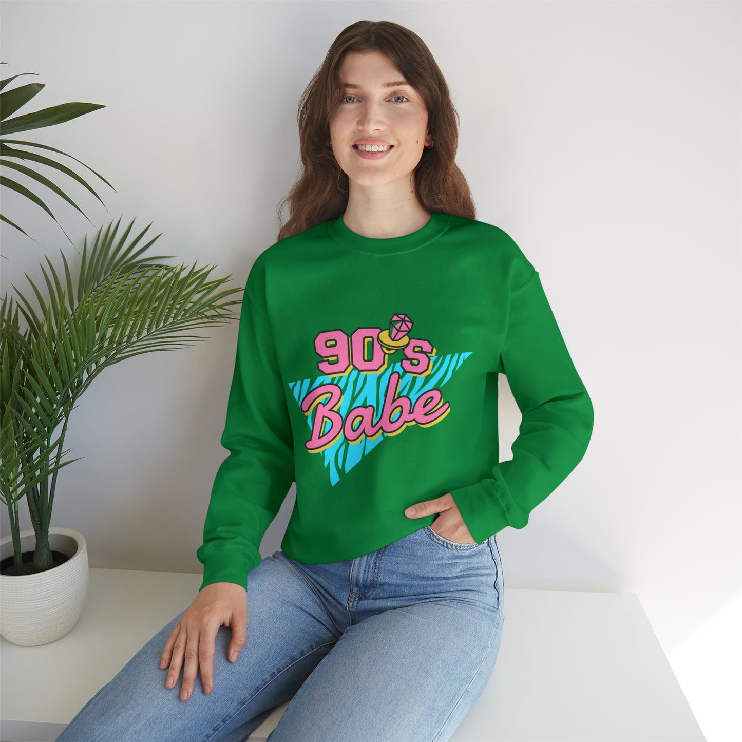 90's Babe Sweatshirt, Pink blue shirt, Unisex Heavy Blend Crewneck Sweatshirt