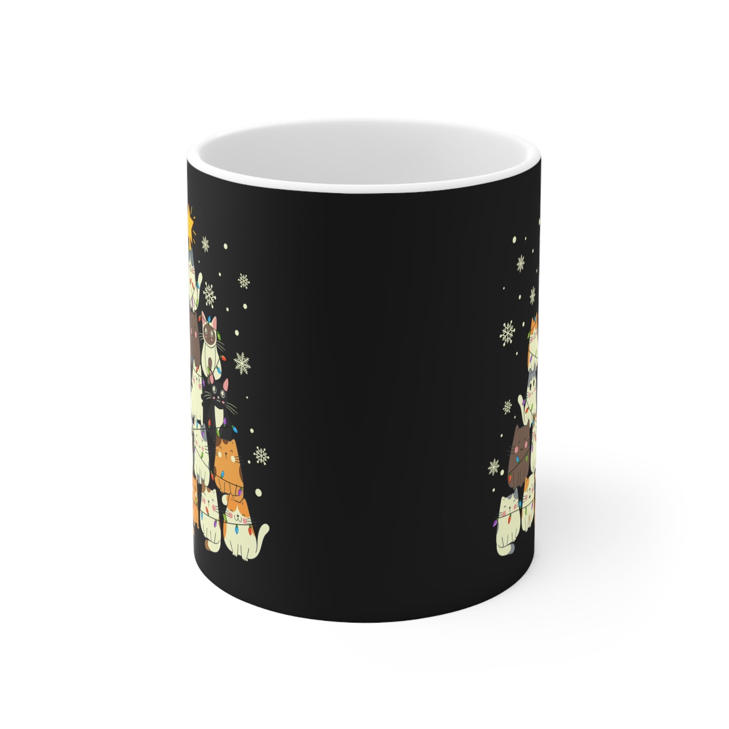 Christmas Cat tree, Cat lover gift coffee lover gift tea lover gift gift for her gift for him Ceramic Mug 11oz Best friend Christmas gift