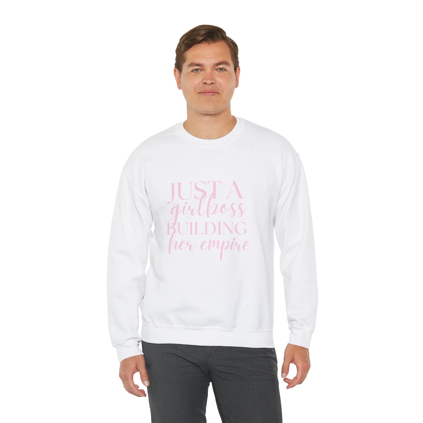 Girlboss Sweatshirt, Just a girlboss building her empire, Bossbabe sweater, entrepreneur Unisex Heavy Blend Crewneck Sweatshirt