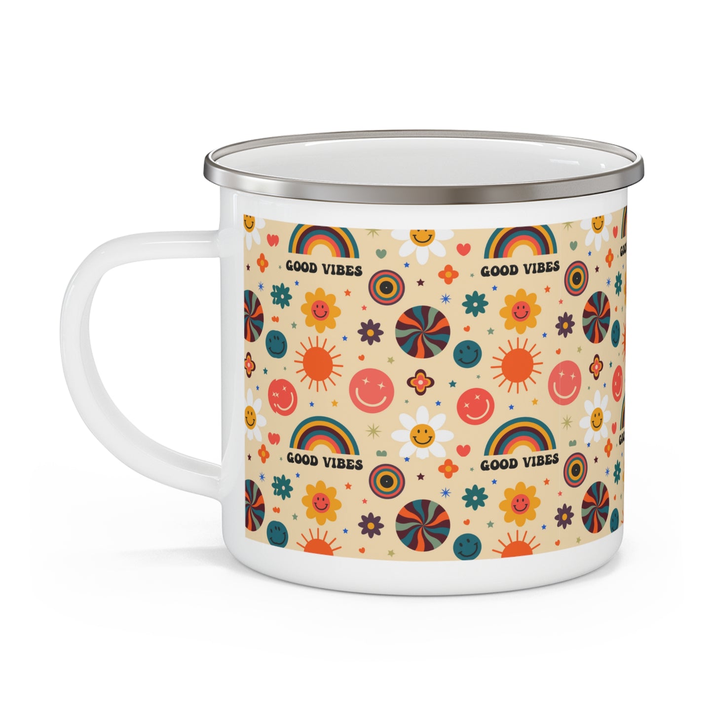 Good vibes Mug, Enamel Camping Mug, best friend gift, Christmas gift