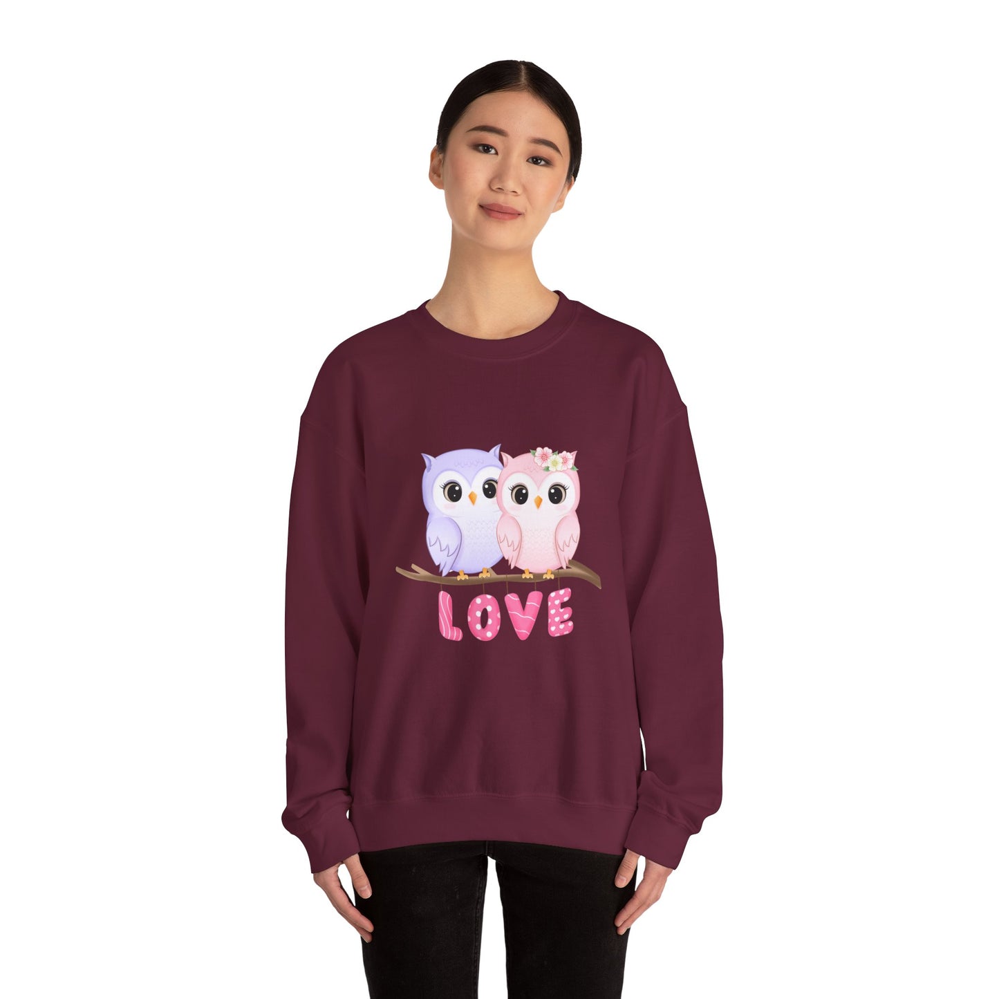 Owl Love sweater valentines Day sweatshirt valentines day shirt best friend gift for her Unisex owl sweater Love shirt unique holiday gift