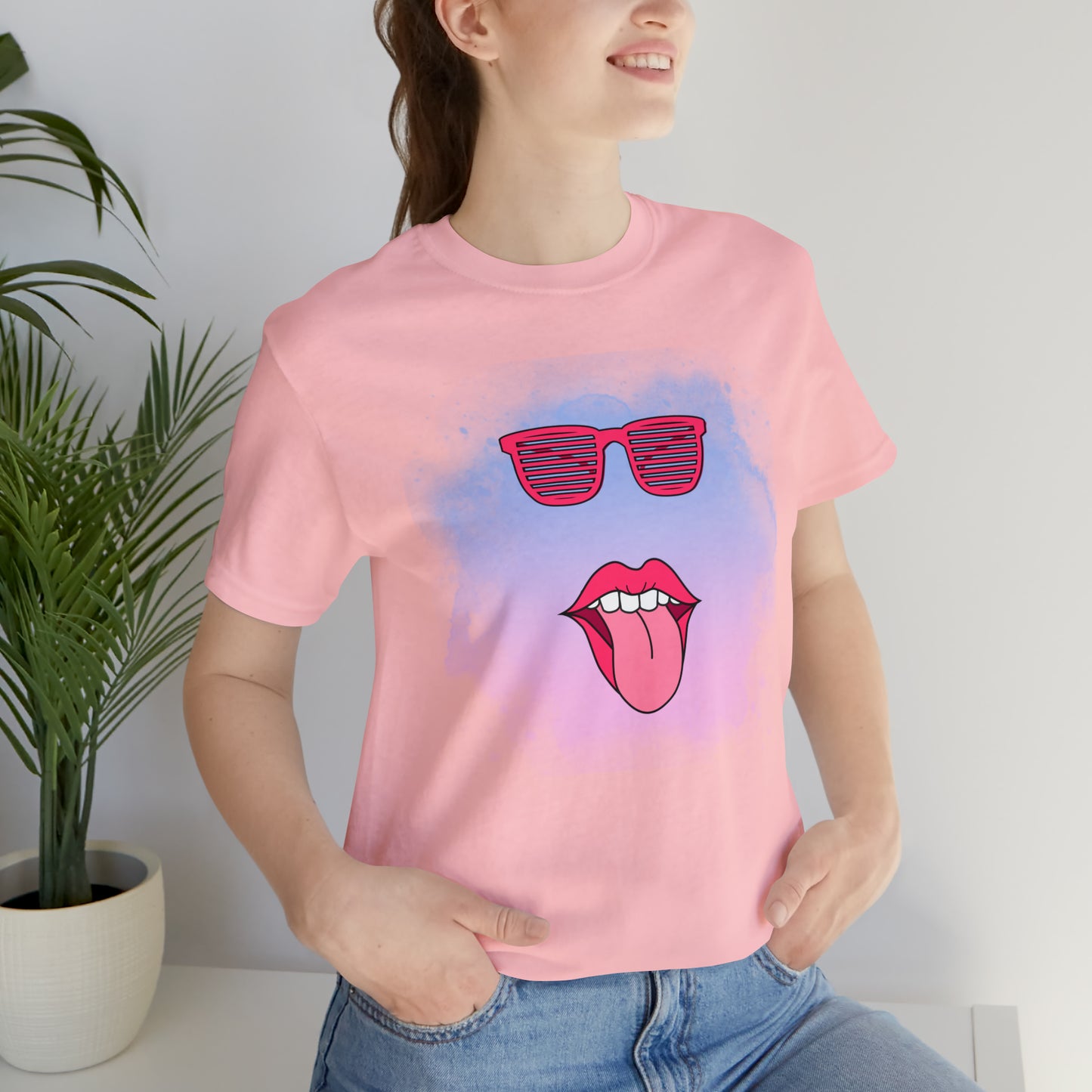 Lip Sunglasses t-shirt, Bubble gum kiss shirt,Pink Gum Shirt,Galantine gift travel shirt,best friend trip,girls vacation trip, Unisex Jersey