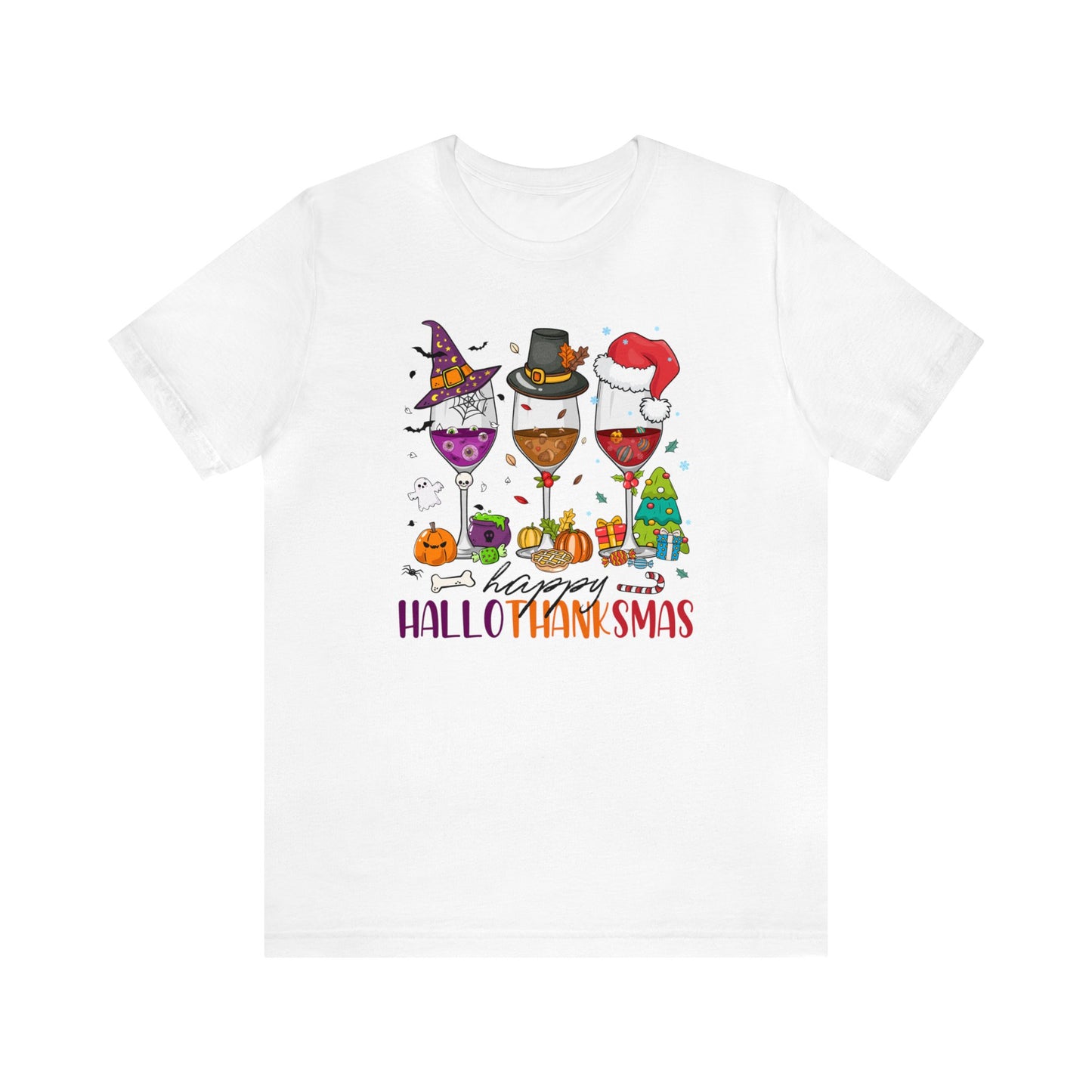 Wine lover shirt Happy holidays shirt Hallothanksmas gift for her gift for him happy Hallothanksmas Shirt Christmas gift Thanksgiving shirt