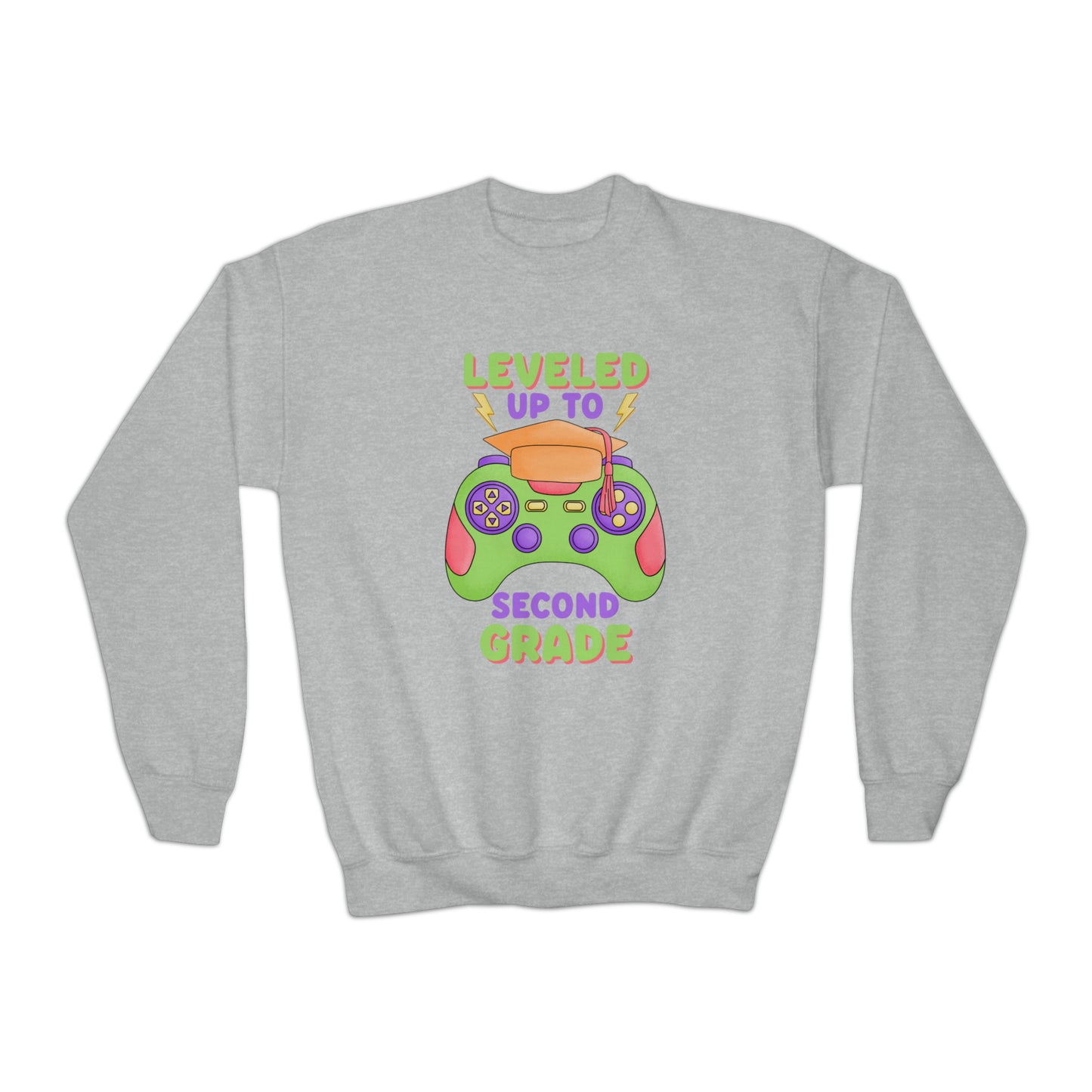 First day of school sweater second grade gamer shirt elementary school style Youth Crewneck Sweatshirt