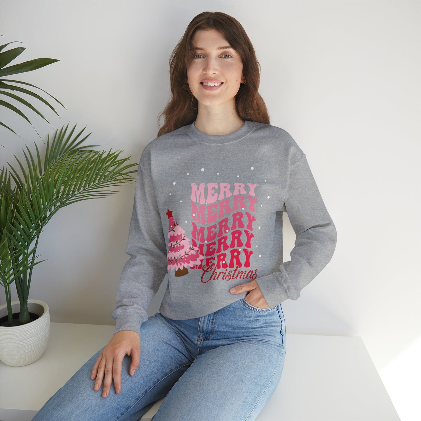 Festive AF sweater Pink Merry Bright Christmas Sweatshirt for Women Christmas Shirt Sweater Holiday Christmas gift for her gift for him