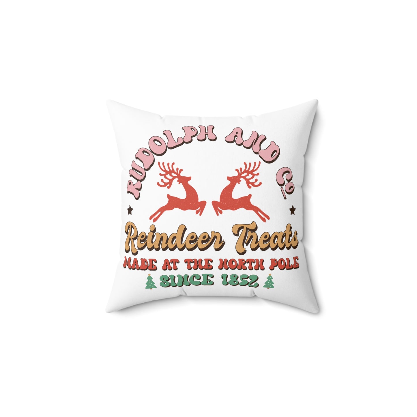 Christmas pillow Rudolph North Pole pillow Merry & Bright Christmas gift for her gift for him Christmas home decor Polyester Square Pillow