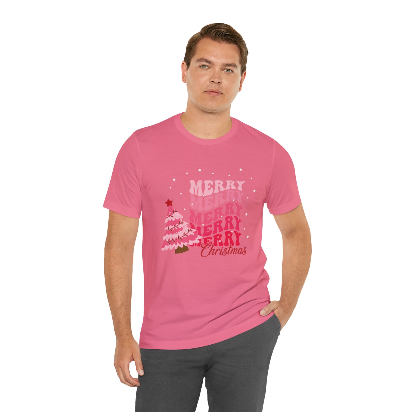 Festive AF shirt Pink Merry Bright Christmas Tshirt for Women Christmas Shirt Sweater Holiday Christmas gift for her gift for him unisex