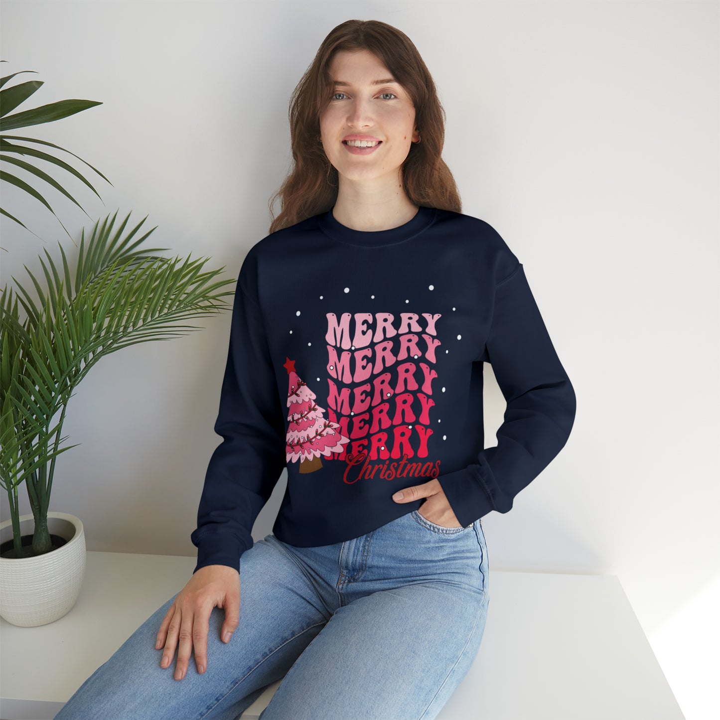 Festive AF sweater Pink Merry Bright Christmas Sweatshirt for Women Christmas Shirt Sweater Holiday Christmas gift for her gift for him