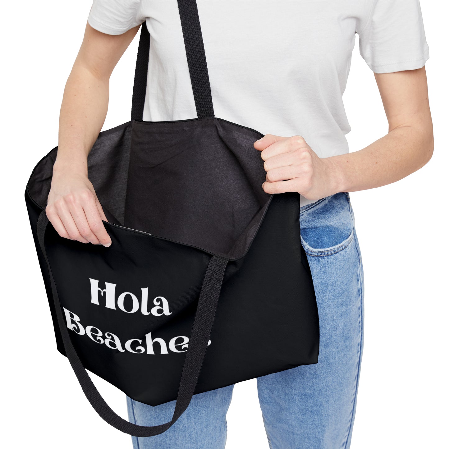 Hola beaches black Bag, Let the adventure begin, Bachelorette Party Favors, Bridesquad Personalized Bag, Wedding Gifts, Wedding Gifts, Wee