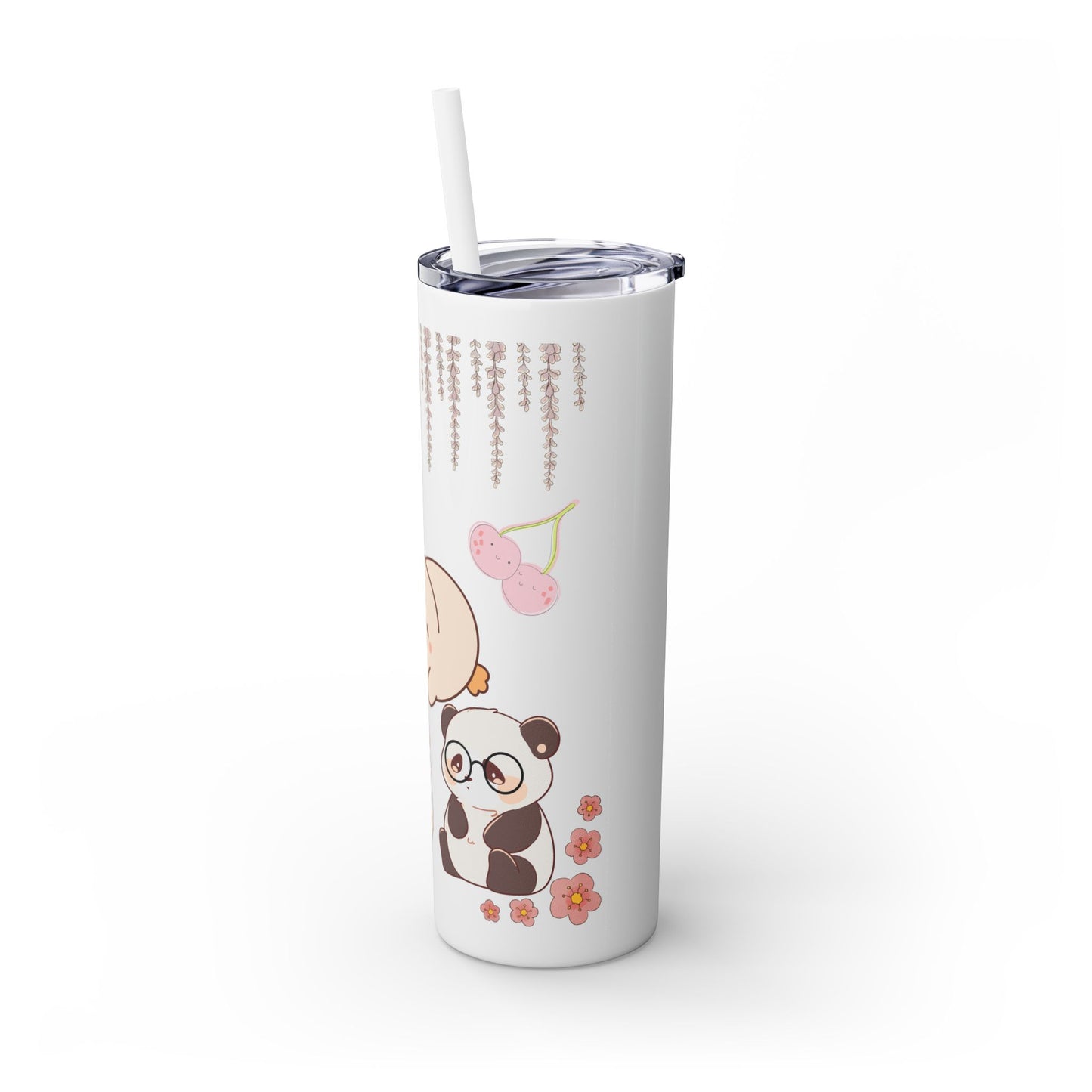 Cute Animal Skinny Tumbler with Straw Kawaii bottle 20oz - Perfect for Kids, Pets Lovers, Birthday Gift, Travel, Summer Fun
