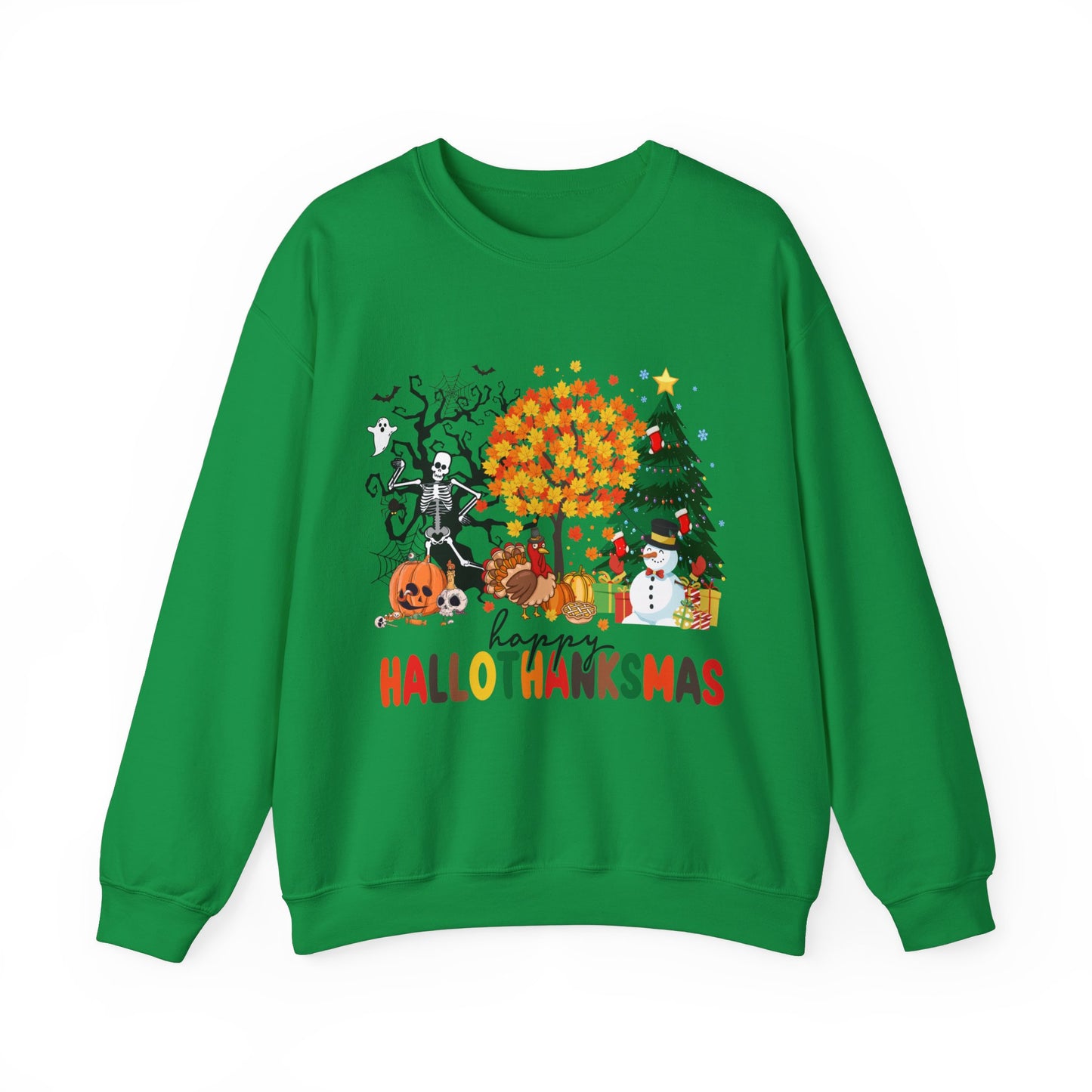 Happy Hallothanksmas Sweatshirt Halloween Gift For Women Christmas Sweatshirt Cute Halloween Sweater Colorful Halloween Sweatshirt christmas