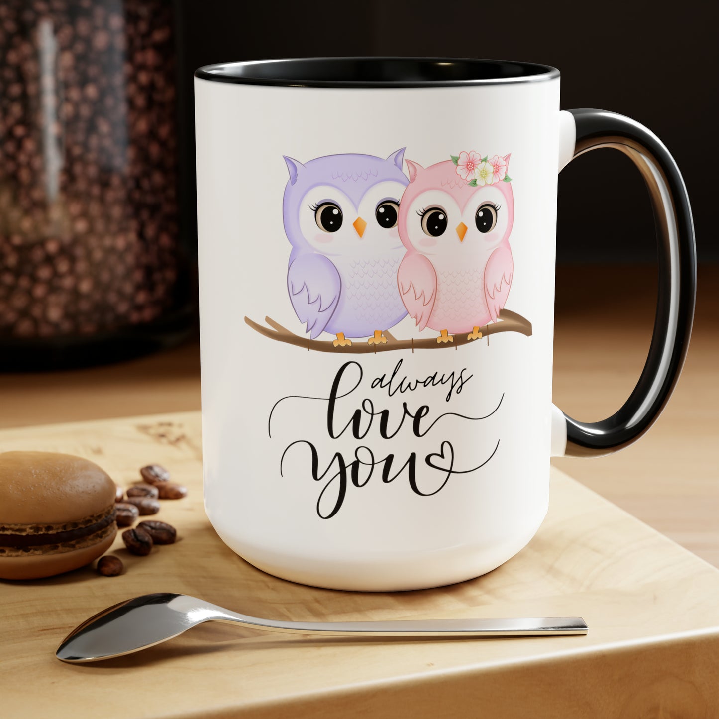 Owl always love you Valentine's Day mug sister gift Coffee Mug pregnancy reveal gift heart mug gift for her Mug wife Coffee tea 15oz