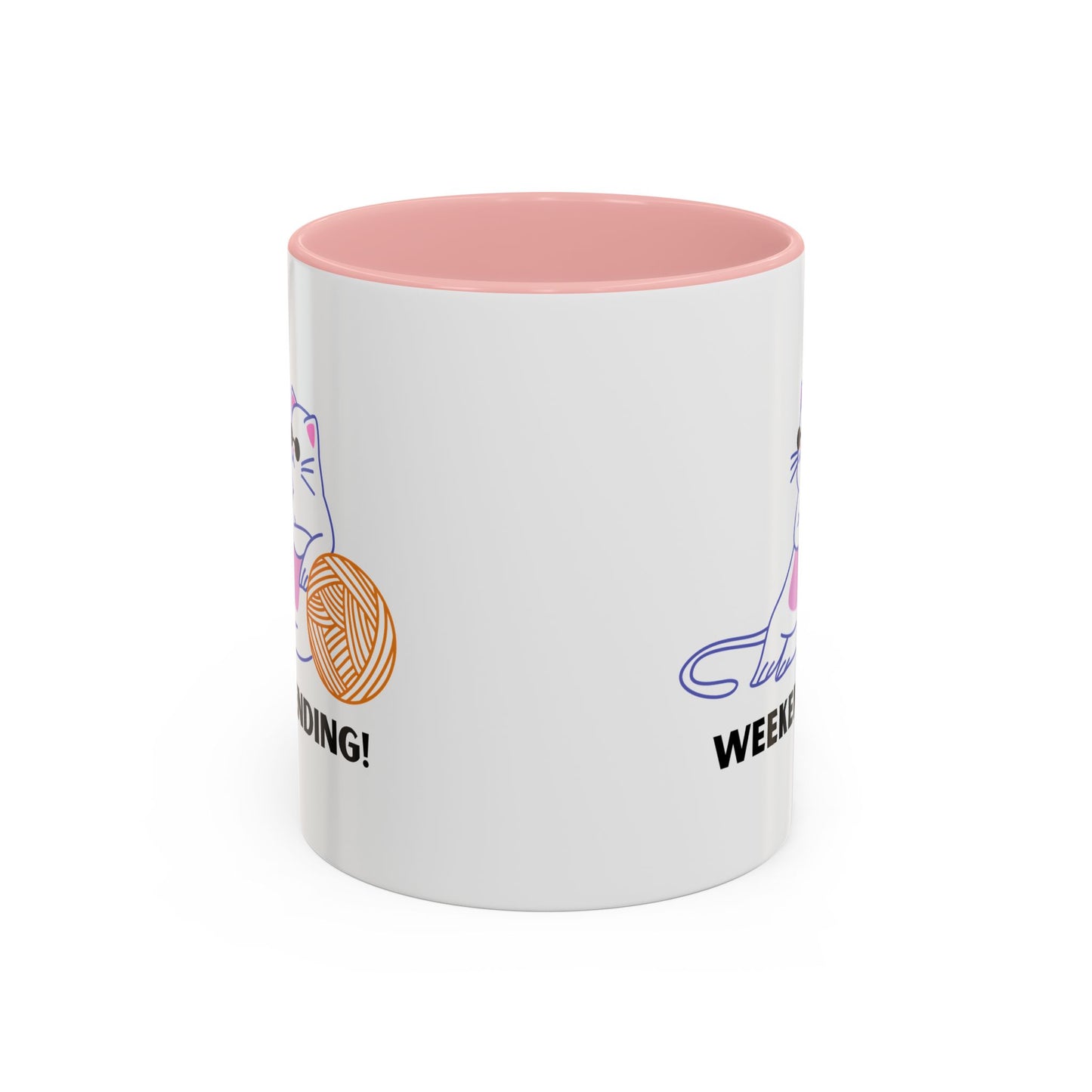 Cat Lover mug weekending vibes yarn lover Coffee Mug Funny Cat Mug Cute Kitty Cup, Cat Lady, Cat Dad, Pet Owner Gift, Cat Mug with Yarn Ball