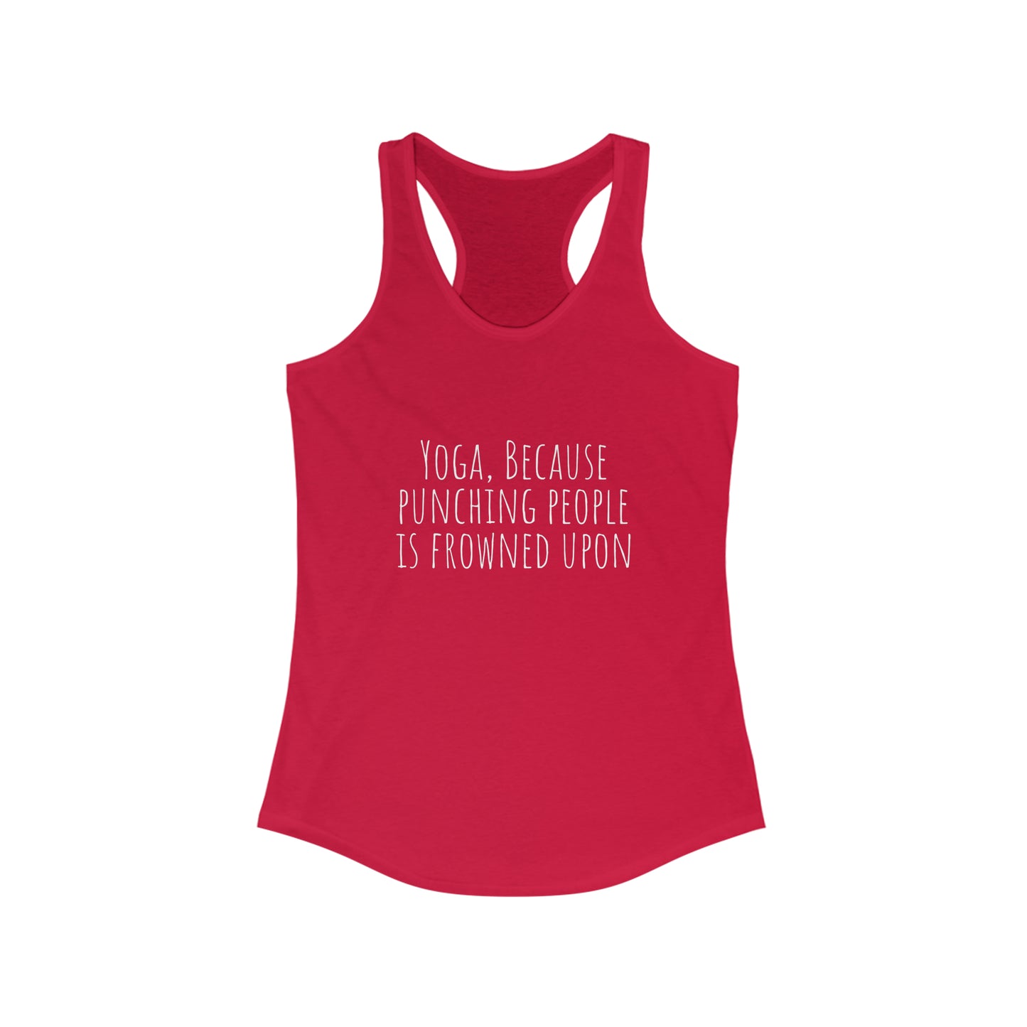 Yoga tanktop yoga because punching people is frowned upon shirt yogawear zen clothes bohemian tank topWomen's Ideal Racerback Tank