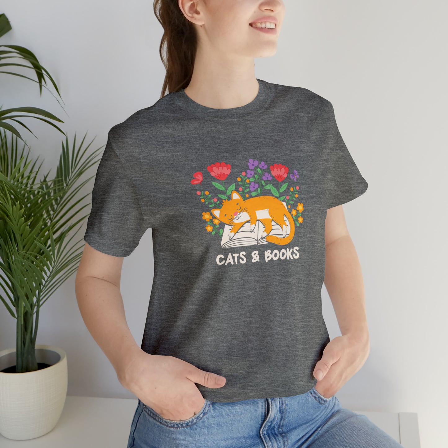Cat Mom Shirt Cat Lover Tee Cute Book Cat Shirt Floral Book Shirt Book Lover Sweatshirt Reader Bookish Tee Cat Themed Gift For Women for men