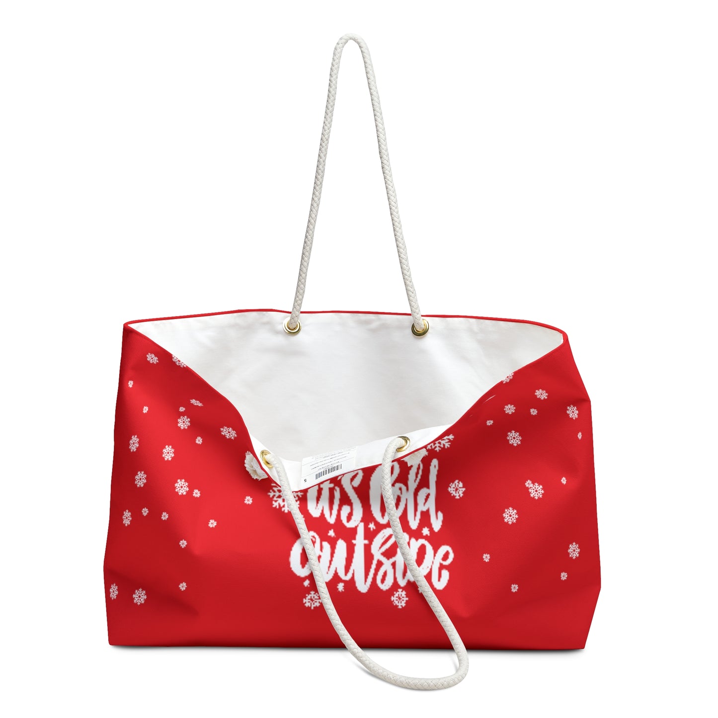 Baby it's cold outside bag, Red Weekender Bag, Christmas gift, vacation tote, best friend gift, gift for her