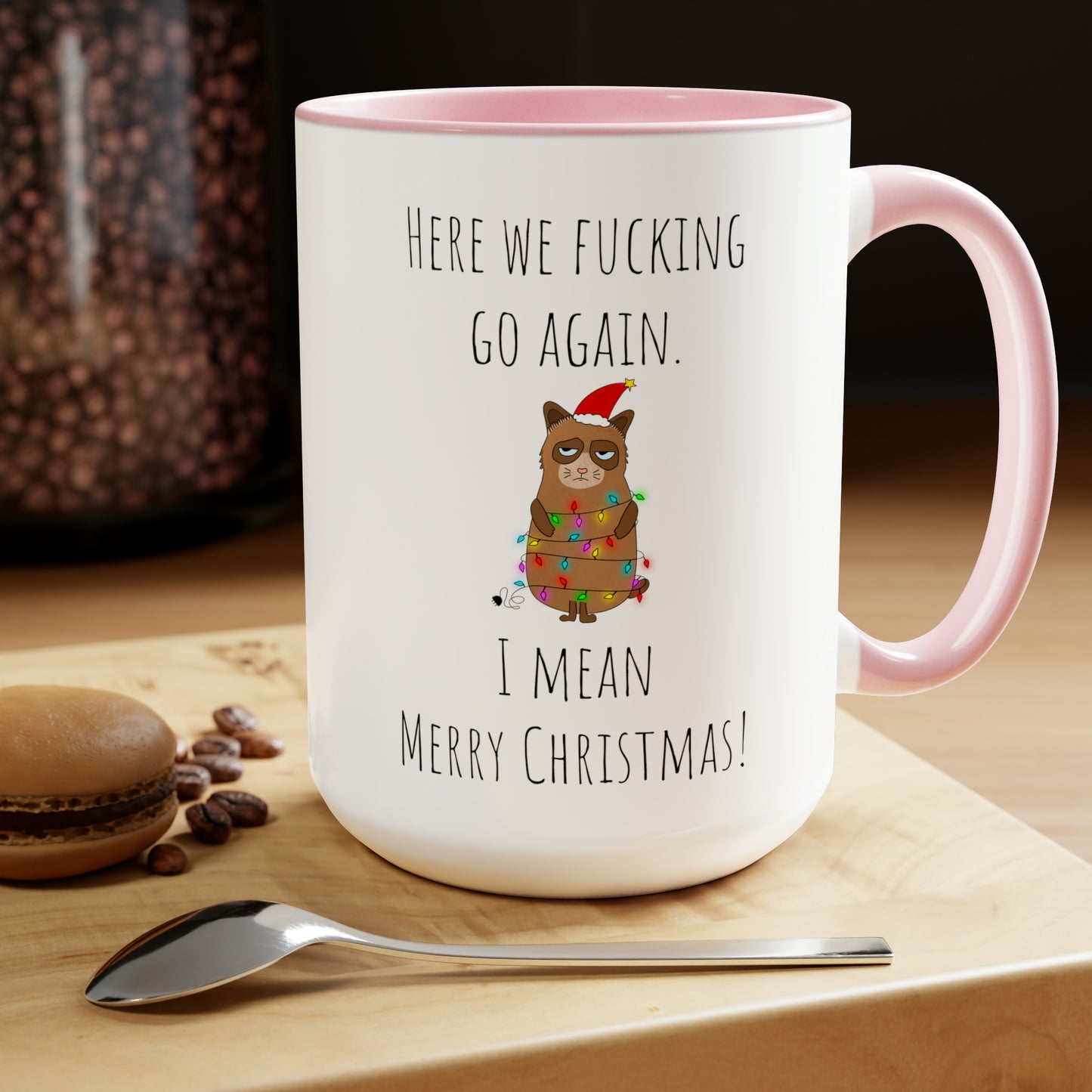 Grumpy cat Christmas mug Coffee Mug lover party gift mug Floral mug gift for her Mug funny gift for wife Coffee Mugs tea Christmas gift 15oz