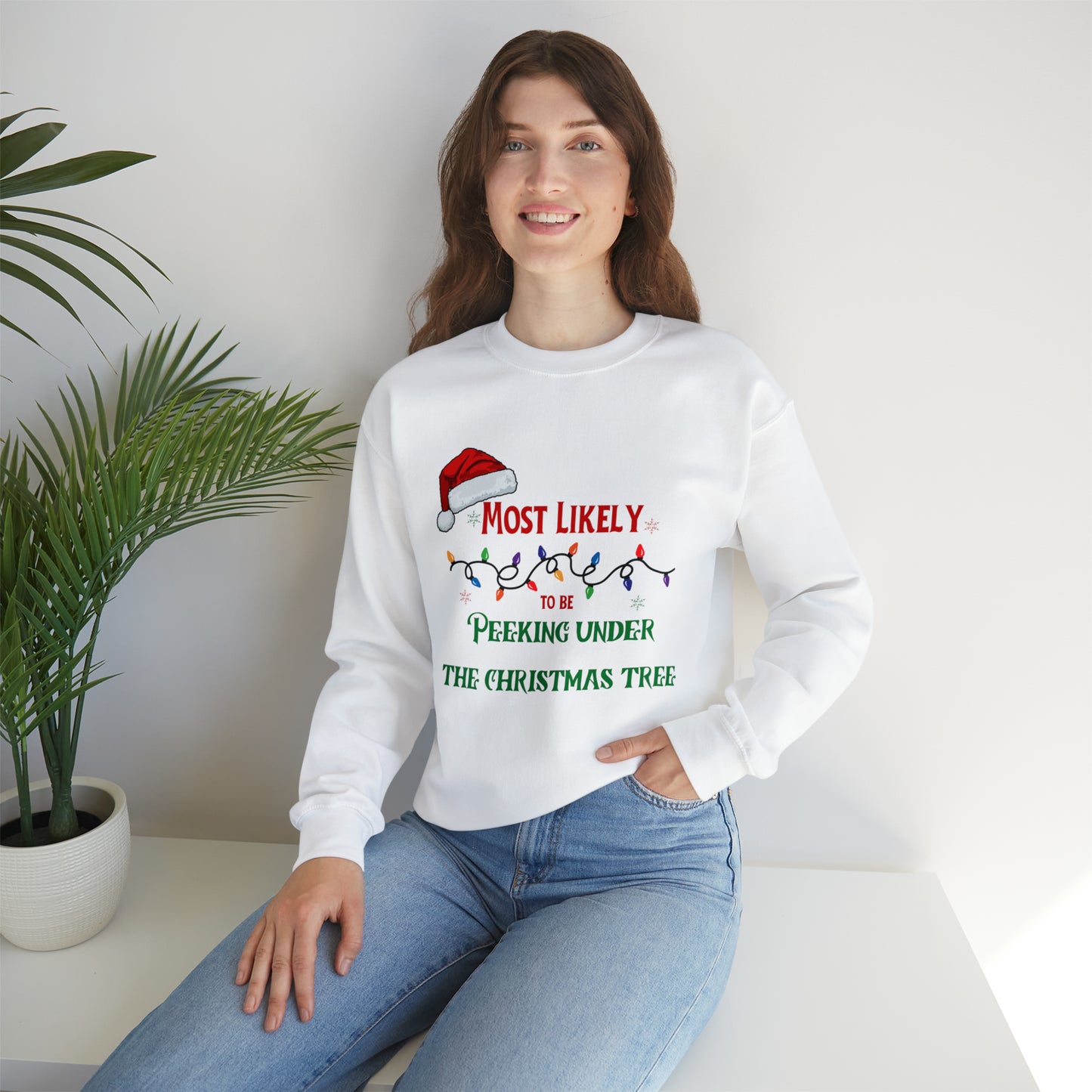 Matching Family Christmas Shirts Most likely to peek under the Christmas tree Santa claus Hat family tshirts Family Christmas Shirt, Matching Xmas Tees Custom Christmas T shirt photos
