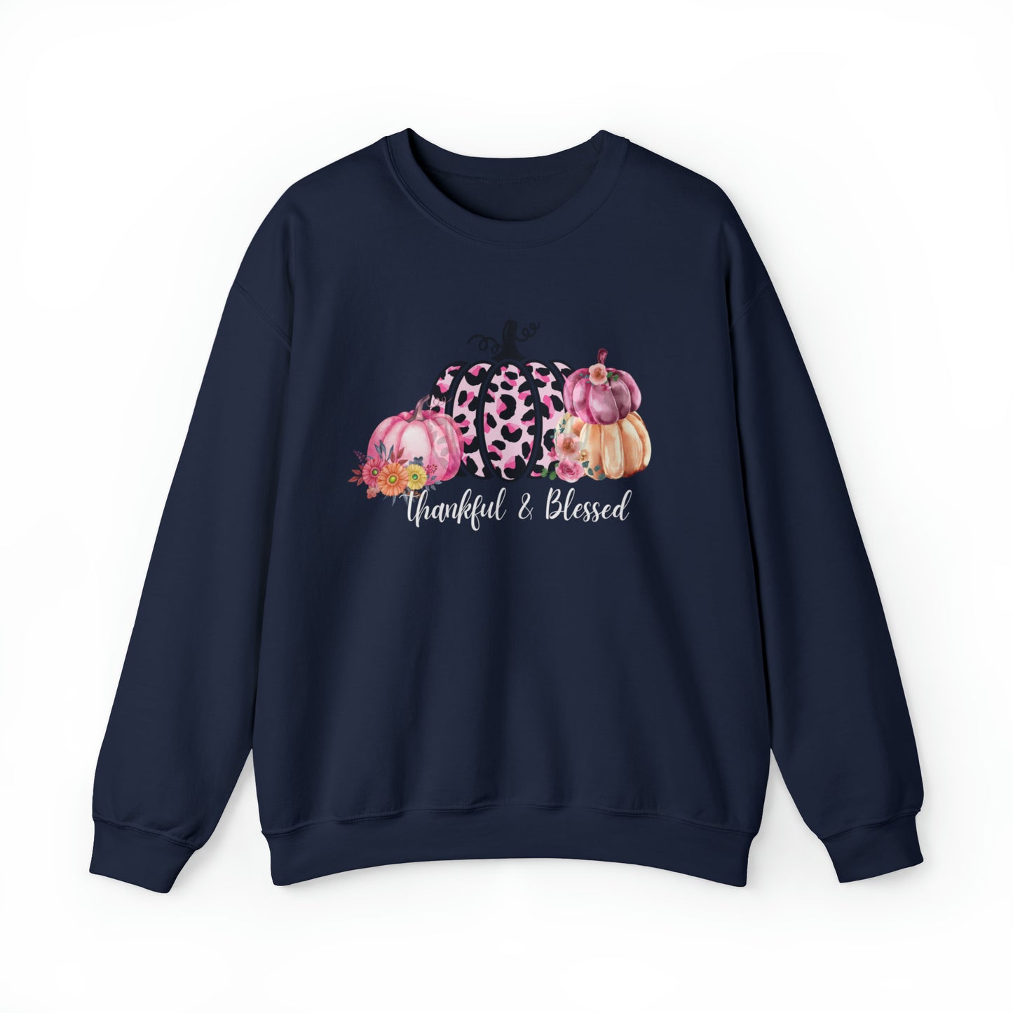 Thankful and blessed Sweatshirt thanksgiving sweater gift for her women's sweater best friend gift Christmas gift pink pumpkin