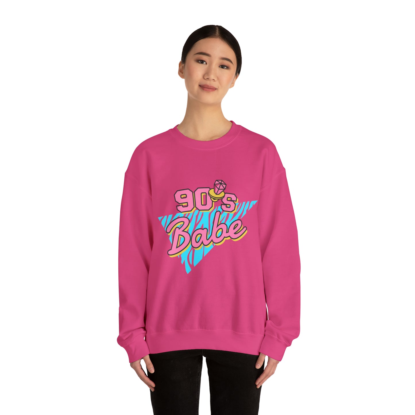 90's Babe Sweatshirt, Pink blue shirt, Unisex Heavy Blend Crewneck Sweatshirt