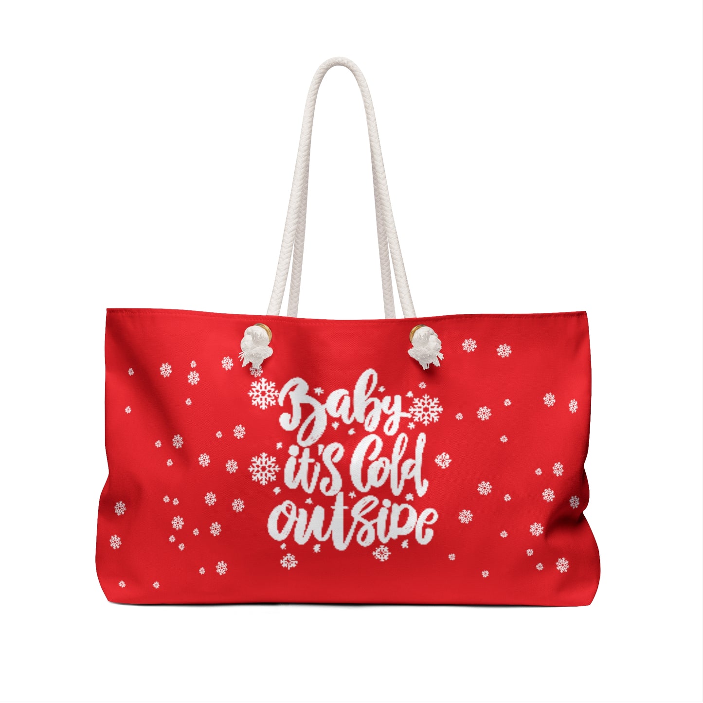 Baby it's cold outside bag, Red Weekender Bag, Christmas gift, vacation tote, best friend gift, gift for her