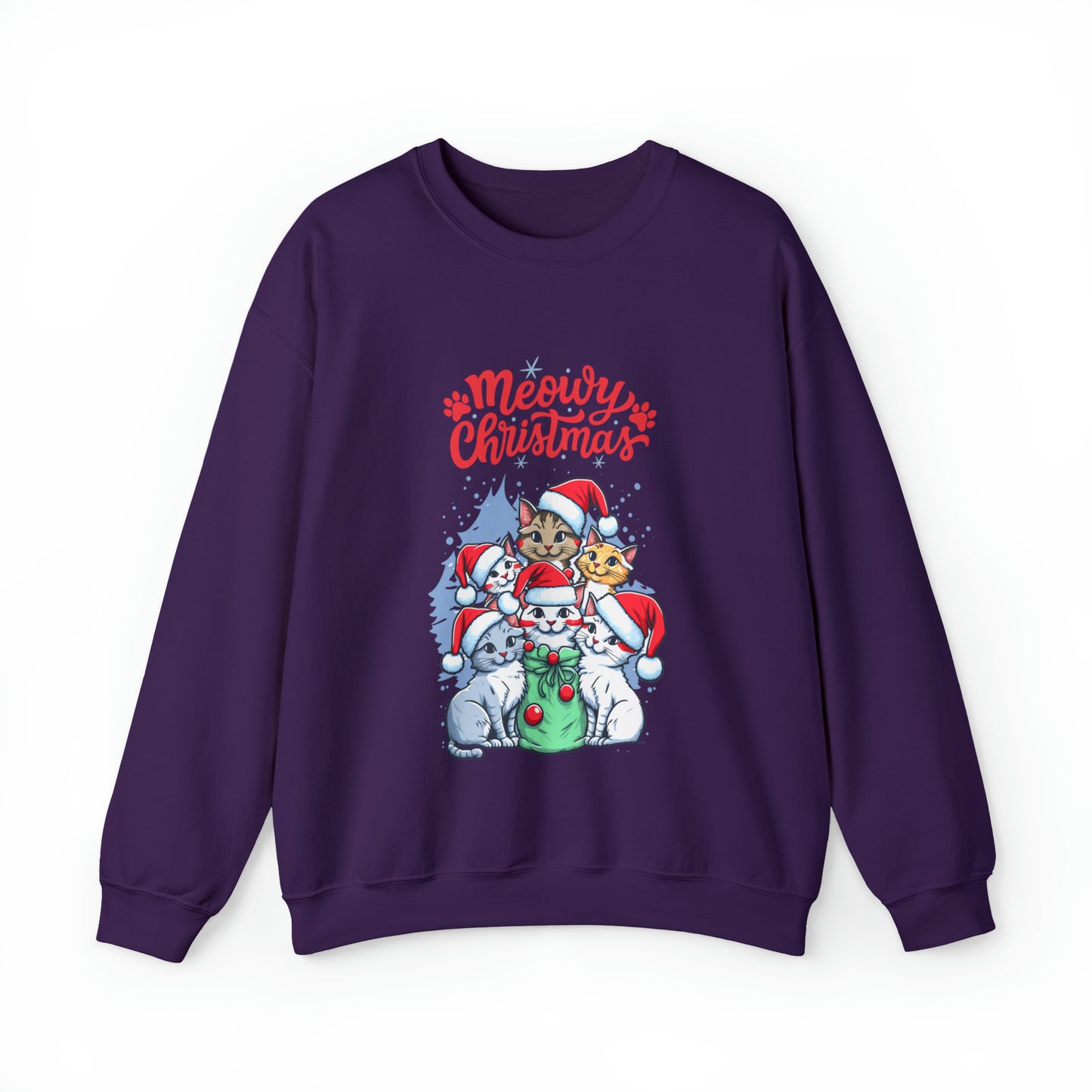 Funny Cat Christmas sweater Meowy Christmas shirt Kitty Christmas tree sweatshirt ugly Christmas sweater Family matching Bright Christmas