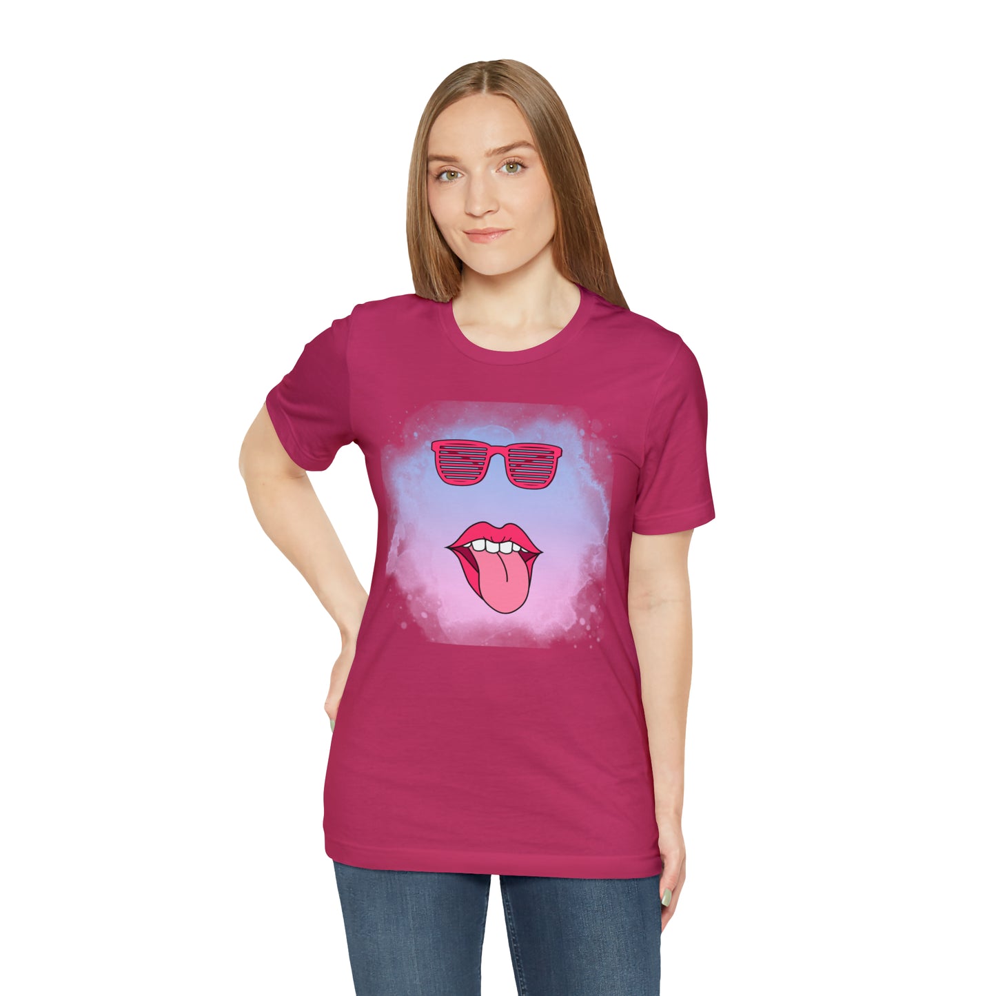 Lip Sunglasses t-shirt, Bubble gum kiss shirt,Pink Gum Shirt,Galantine gift travel shirt,best friend trip,girls vacation trip, Unisex Jersey