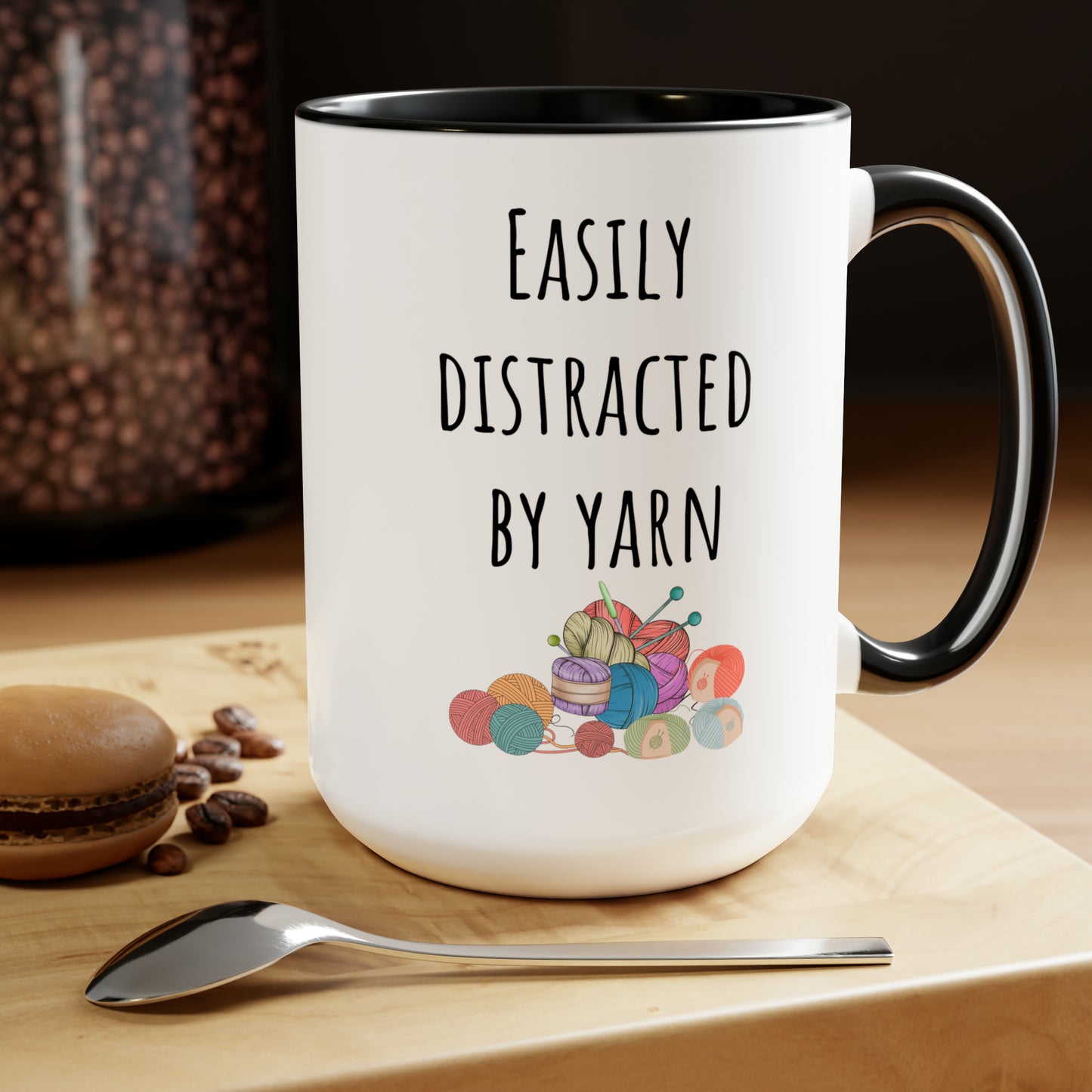 Easily distracted by yarn mug Supervisor mug Floral mug gift for her Mug funny gift for wife Coffee Mugs tea Christmas gift 15oz