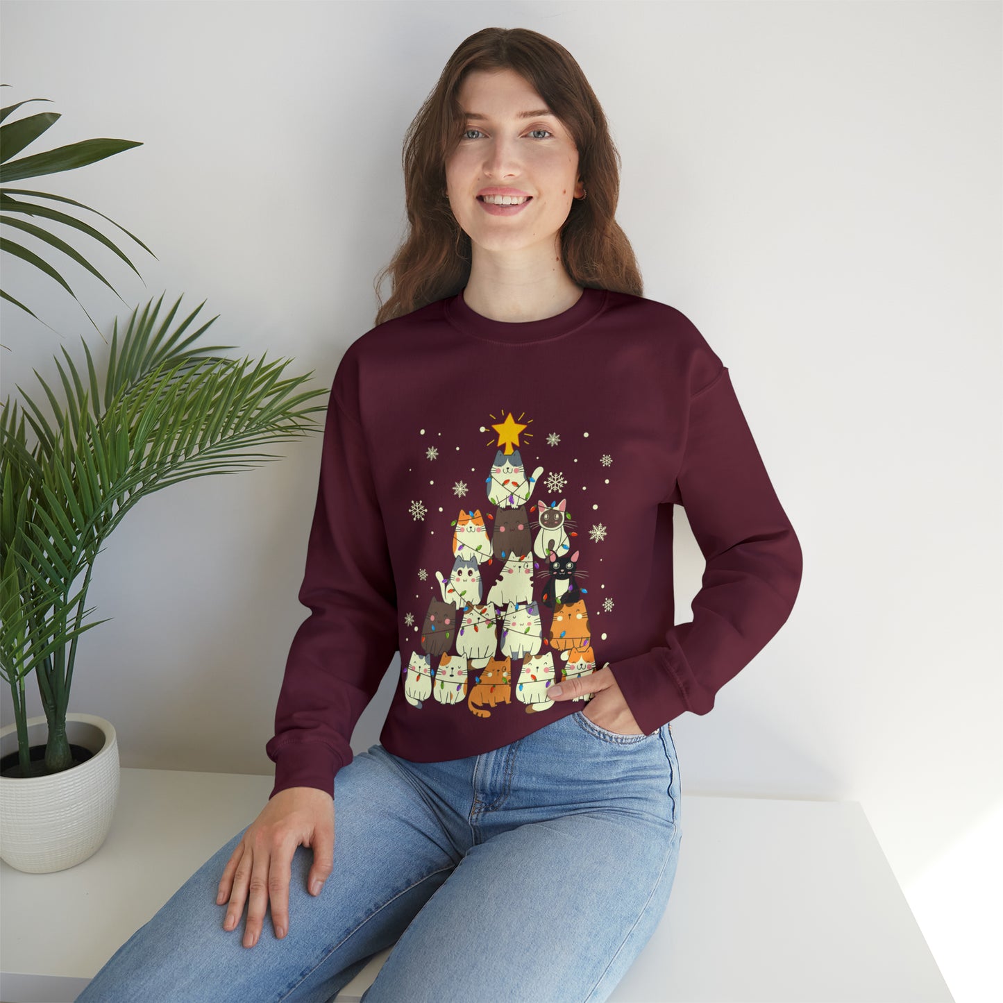 Cat Christmas sweater Kitty Christmas tree sweatshirt Family matching Merry Bright Christmas sweatshirt Christmas Sweater Holiday Christmas