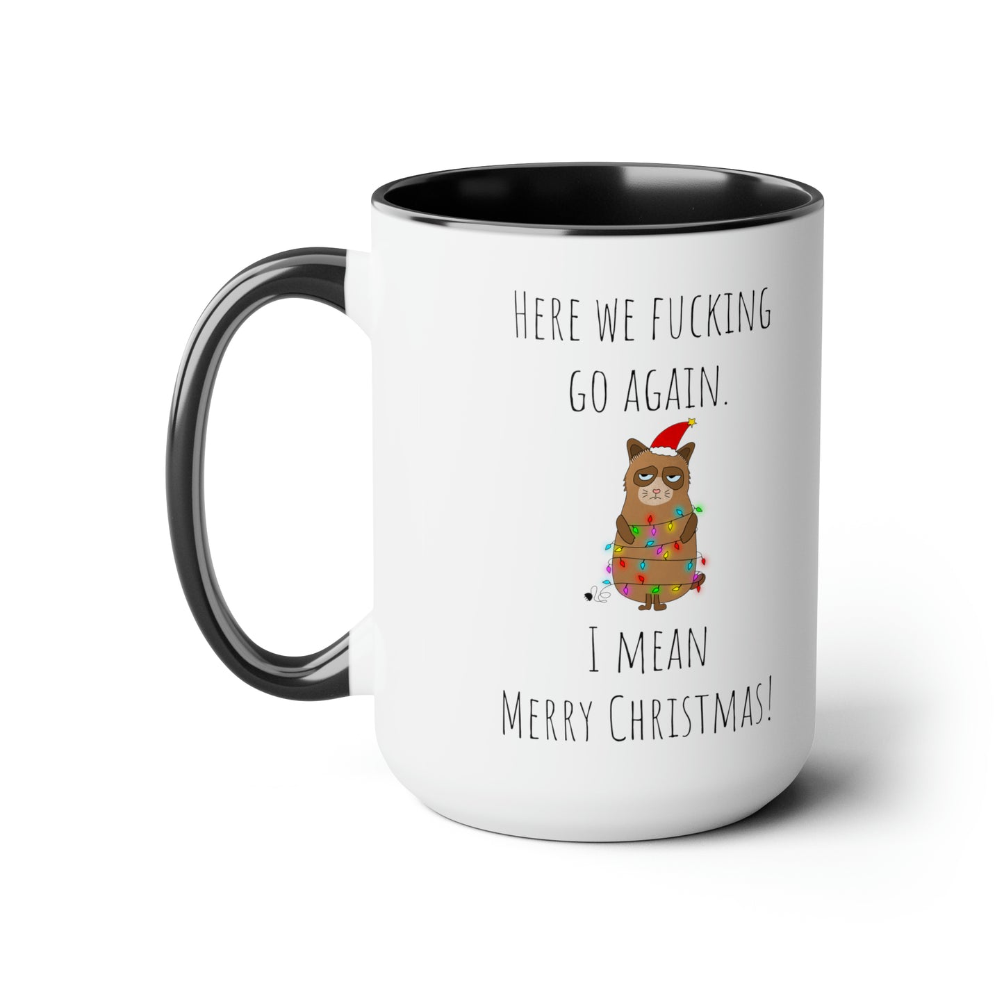 Grumpy cat Christmas mug Coffee Mug lover party gift mug Floral mug gift for her Mug funny gift for wife Coffee Mugs tea Christmas gift 15oz