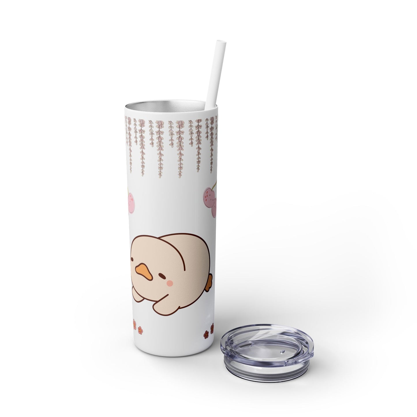 Cute Animal Skinny Tumbler with Straw Kawaii bottle 20oz - Perfect for Kids, Pets Lovers, Birthday Gift, Travel, Summer Fun