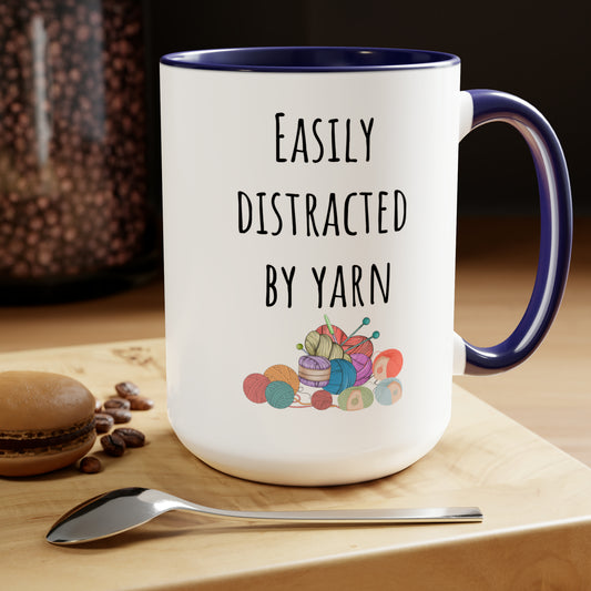 Easily distracted by yarn mug Supervisor mug Floral mug gift for her Mug funny gift for wife Coffee Mugs tea Christmas gift 15oz
