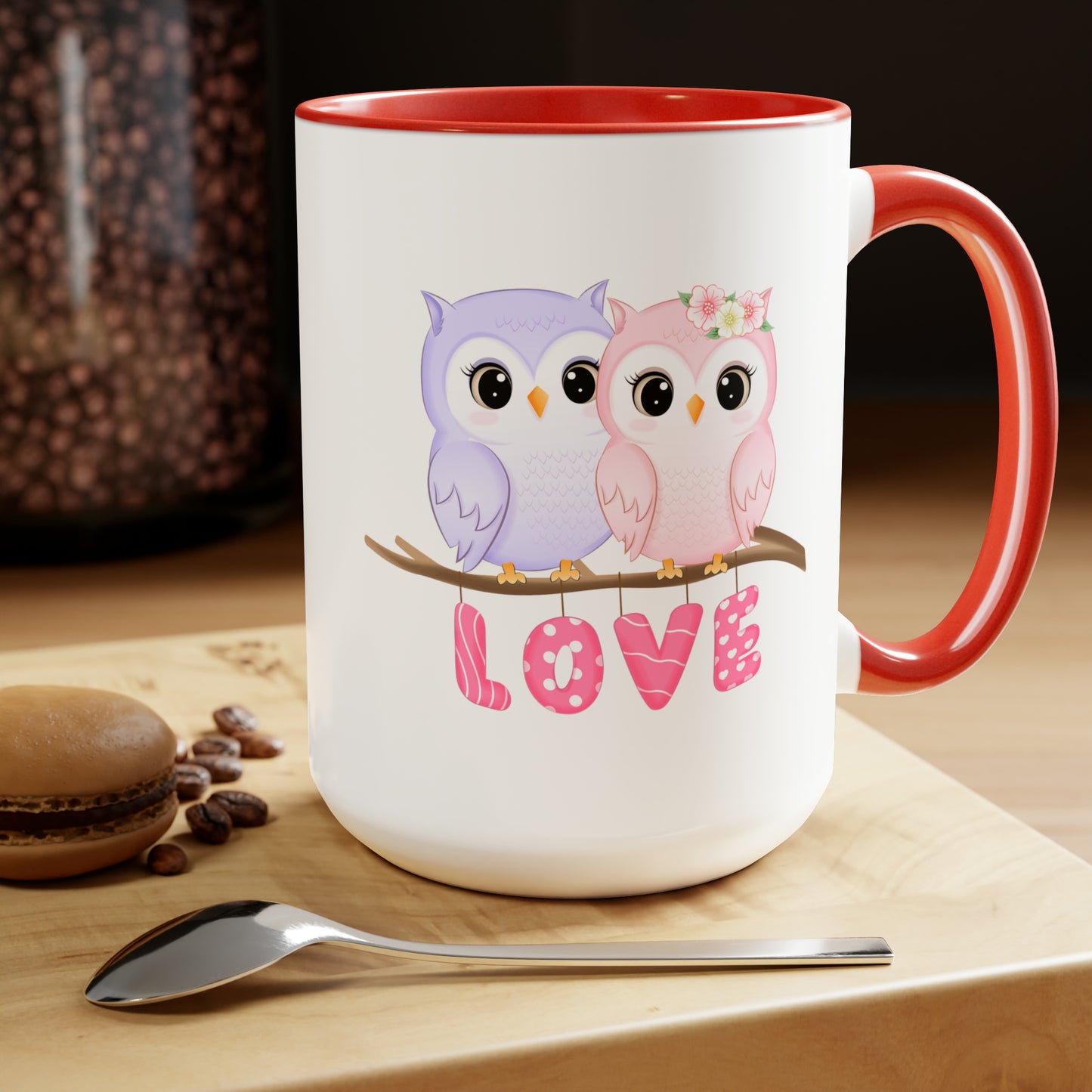 Owl Valentine's Day mug sister gift Coffee Mug pregnancy reveal gift heart mug gift for her Mug wife Coffee tea 15oz