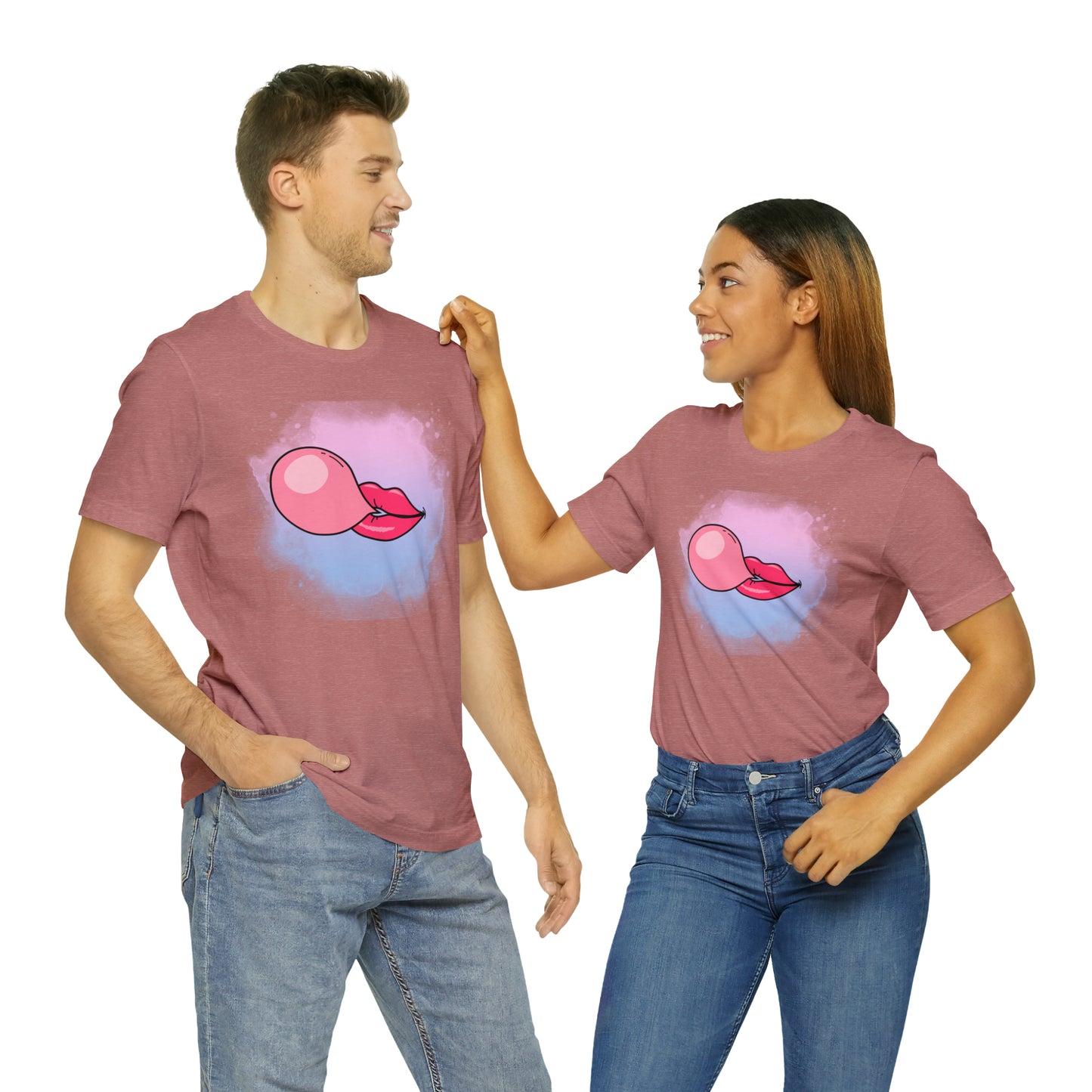 Bubble gum kiss shirt, Pink Gum Shirt, Galantine gift travel shirt, best friend trip, girls vacation trip, Unisex Jersey Short Sleeve Tee