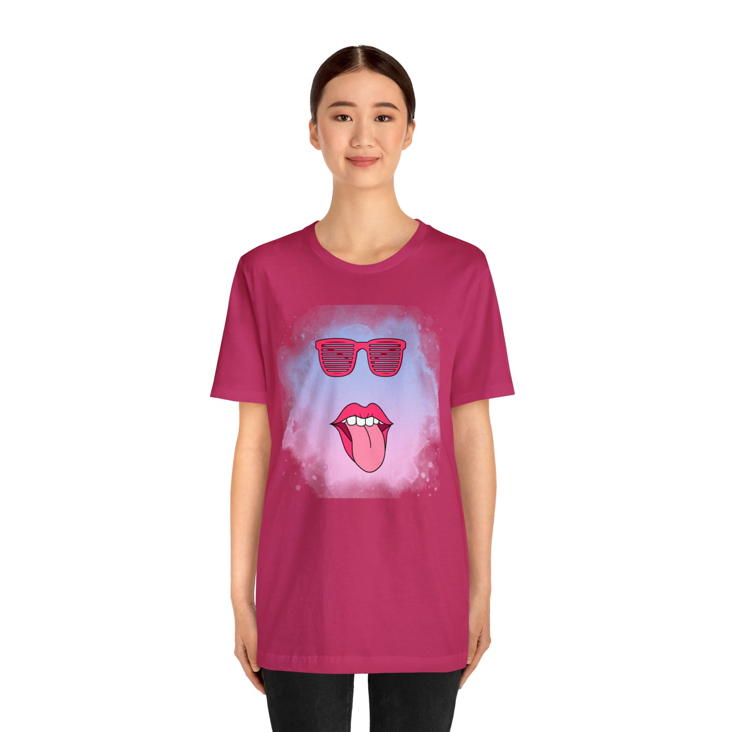 Lip Sunglasses t-shirt, Bubble gum kiss shirt,Pink Gum Shirt,Galantine gift travel shirt,best friend trip,girls vacation trip, Unisex Jersey
