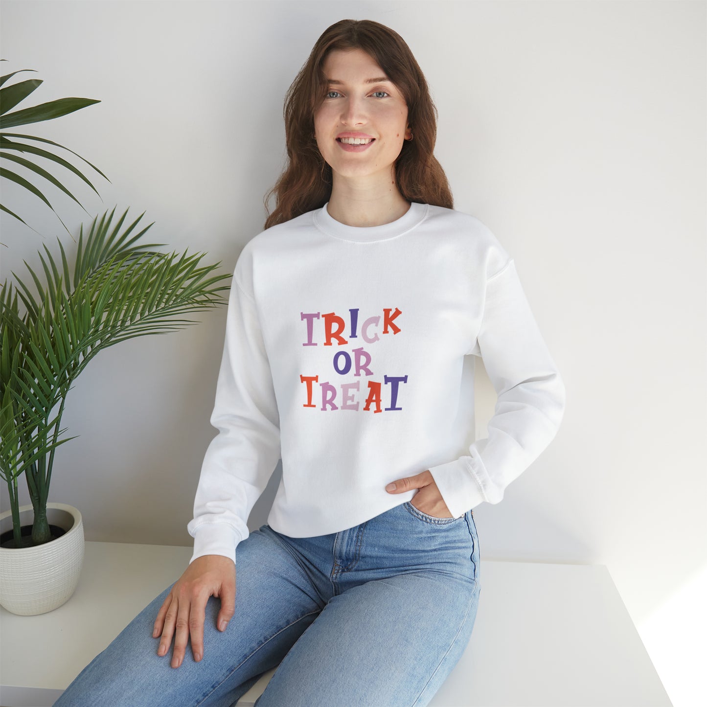 Trick or Treat Funny Halloween Sweatshirt Funny Halloween Horror Shirt Halloween Women's Sweatshirt Funny Halloween Tee Unisex gift pastel