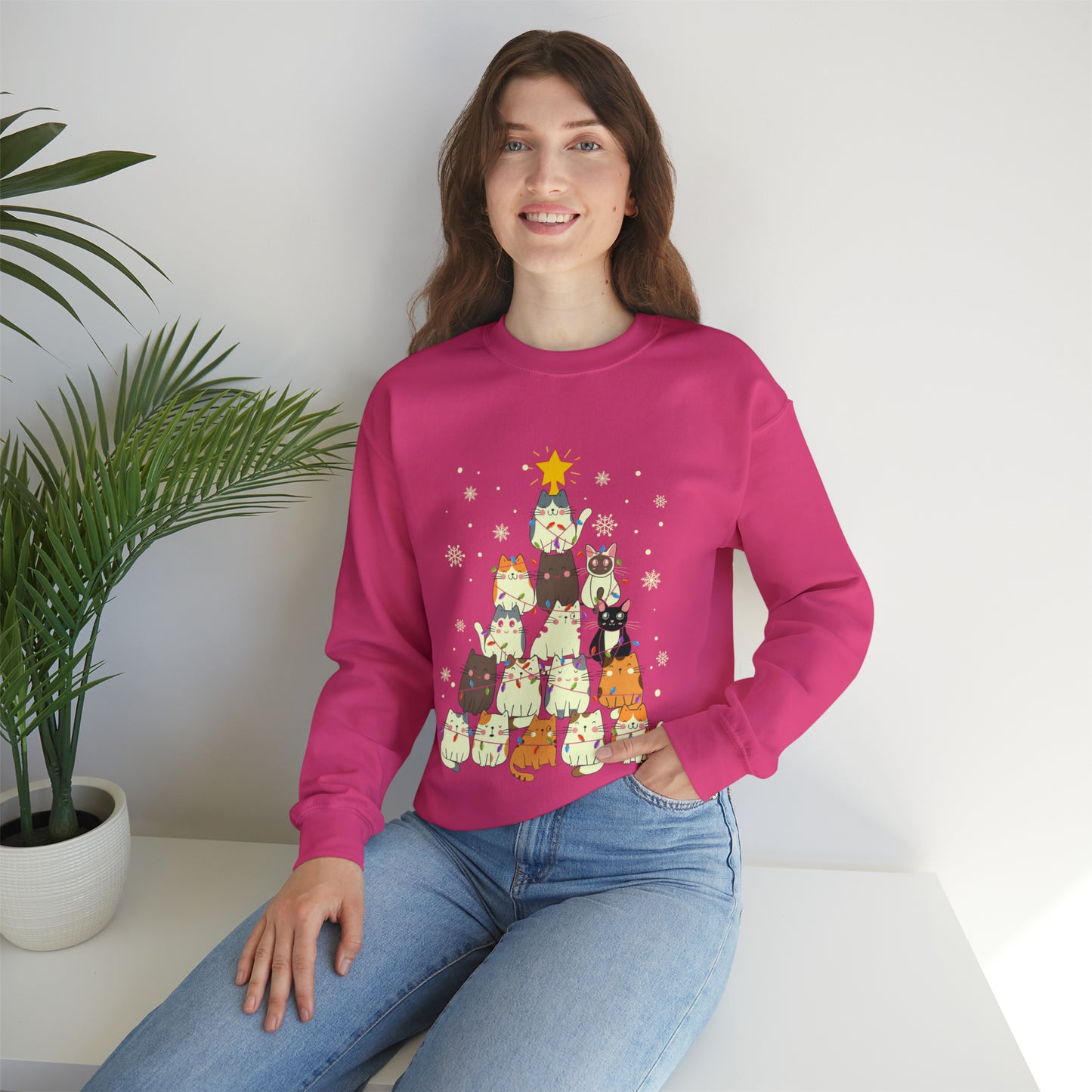 Cat Christmas sweater Kitty Christmas tree sweatshirt Family matching Merry Bright Christmas sweatshirt Christmas Sweater Holiday Christmas