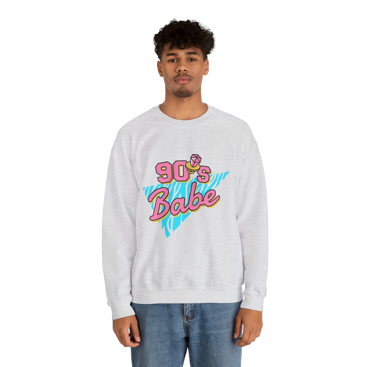 90's Babe Sweatshirt, Pink blue shirt, Unisex Heavy Blend Crewneck Sweatshirt
