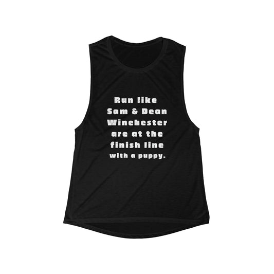 Dean Winchester Supernatural Supernatural fan Workout tank Run like Sam & Dean Winchester Merchandise puppy Sammy tank Ideal Racerback Tank