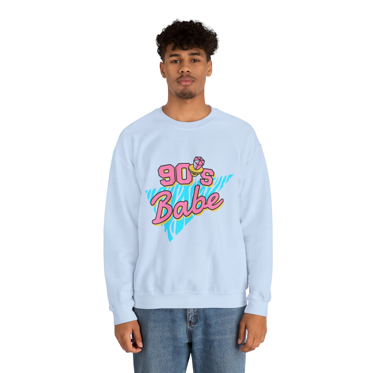 90's Babe Sweatshirt, Pink blue shirt, Unisex Heavy Blend Crewneck Sweatshirt