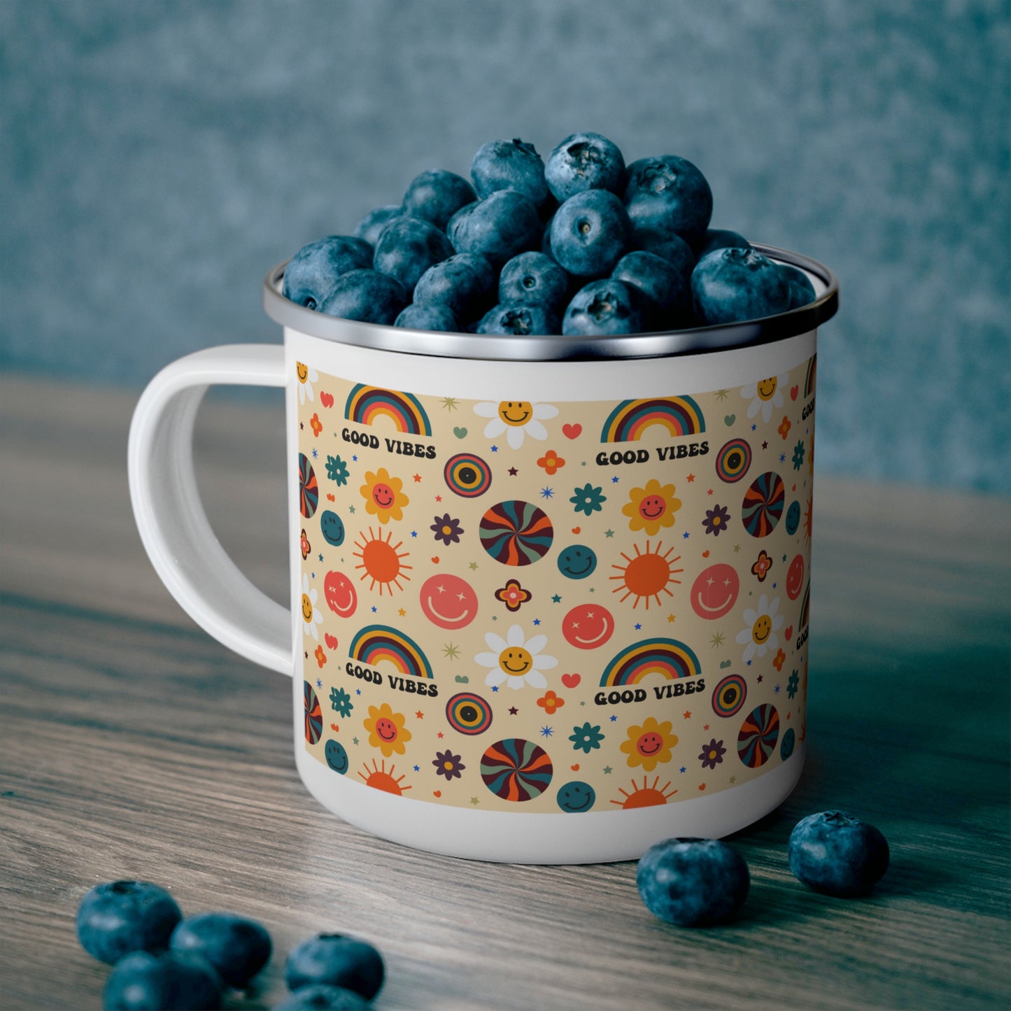 Good vibes Mug, Enamel Camping Mug, best friend gift, Christmas gift