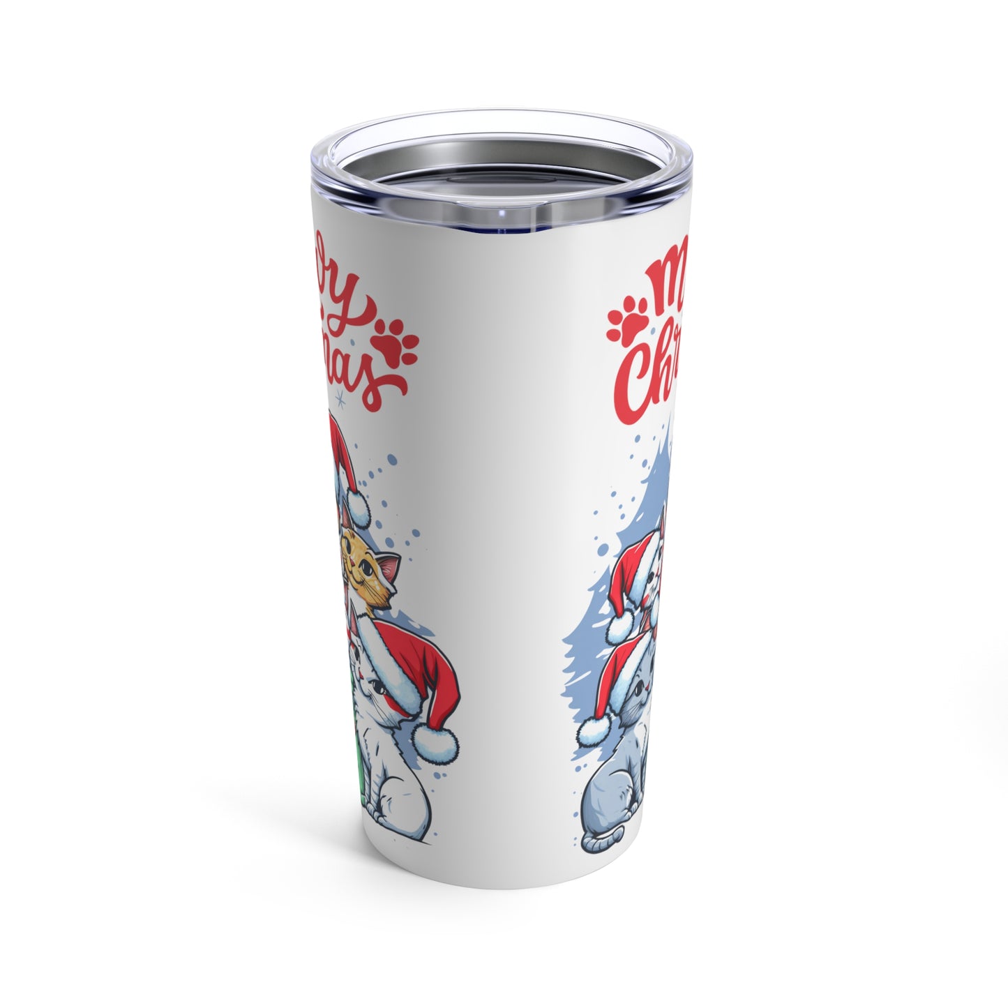 Cat lover Christmas gift Meowy Christmas tumbler Skinny Tumbler with Straw, 20oz gift for her gift for him Tumbler 20oz