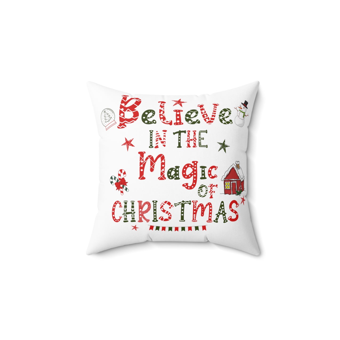 Magic of Christmas pillow North Pole pillow Merry & Bright Christmas gift for her gift for him Christmas home decor Polyester Square Pillow