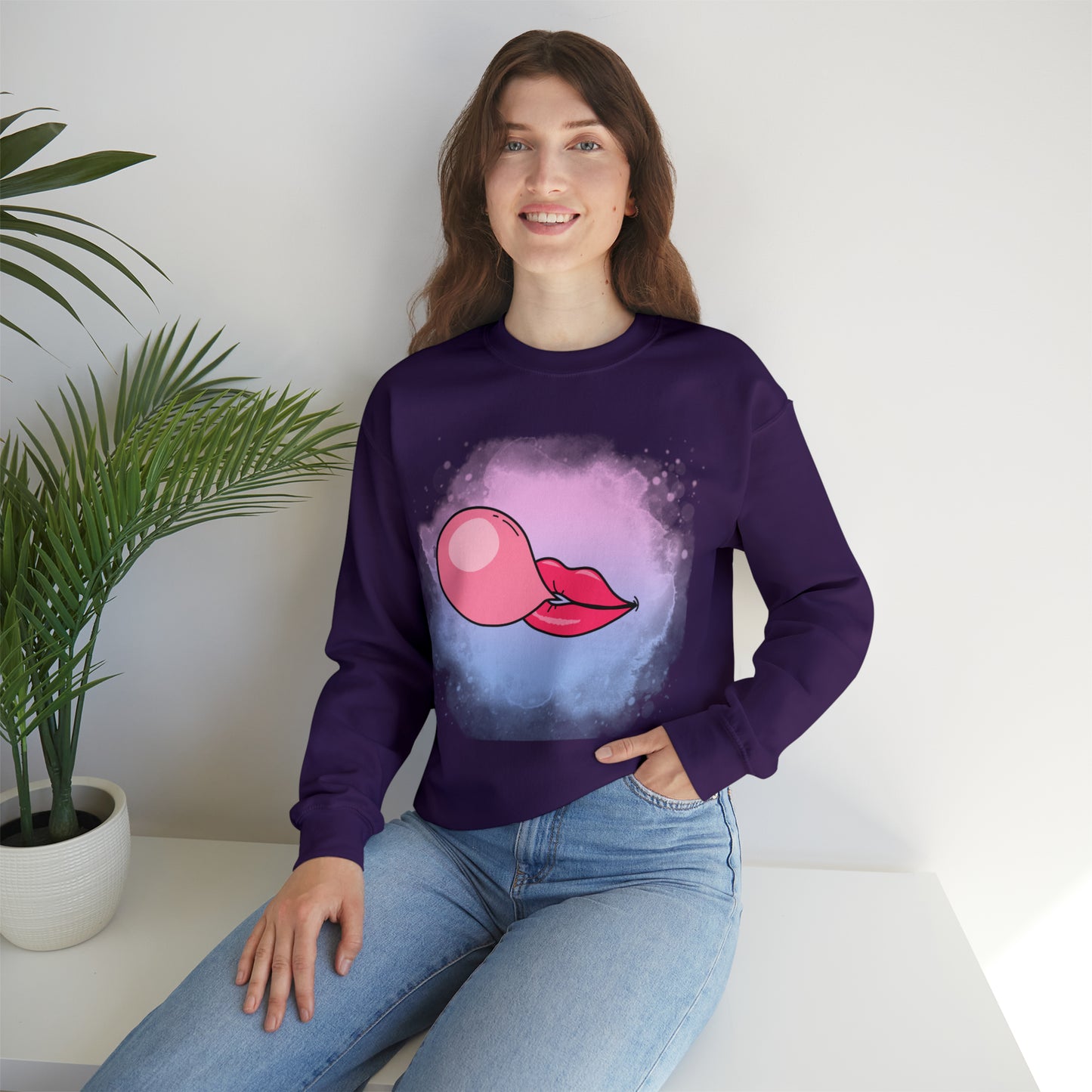 Bubble Gum kiss sweatshirt, Summer Bubblegum shirt, Birthday gift for her,Galantine travel sweatshirt,Unisex Heavy Blend Crewneck Sweatshirt