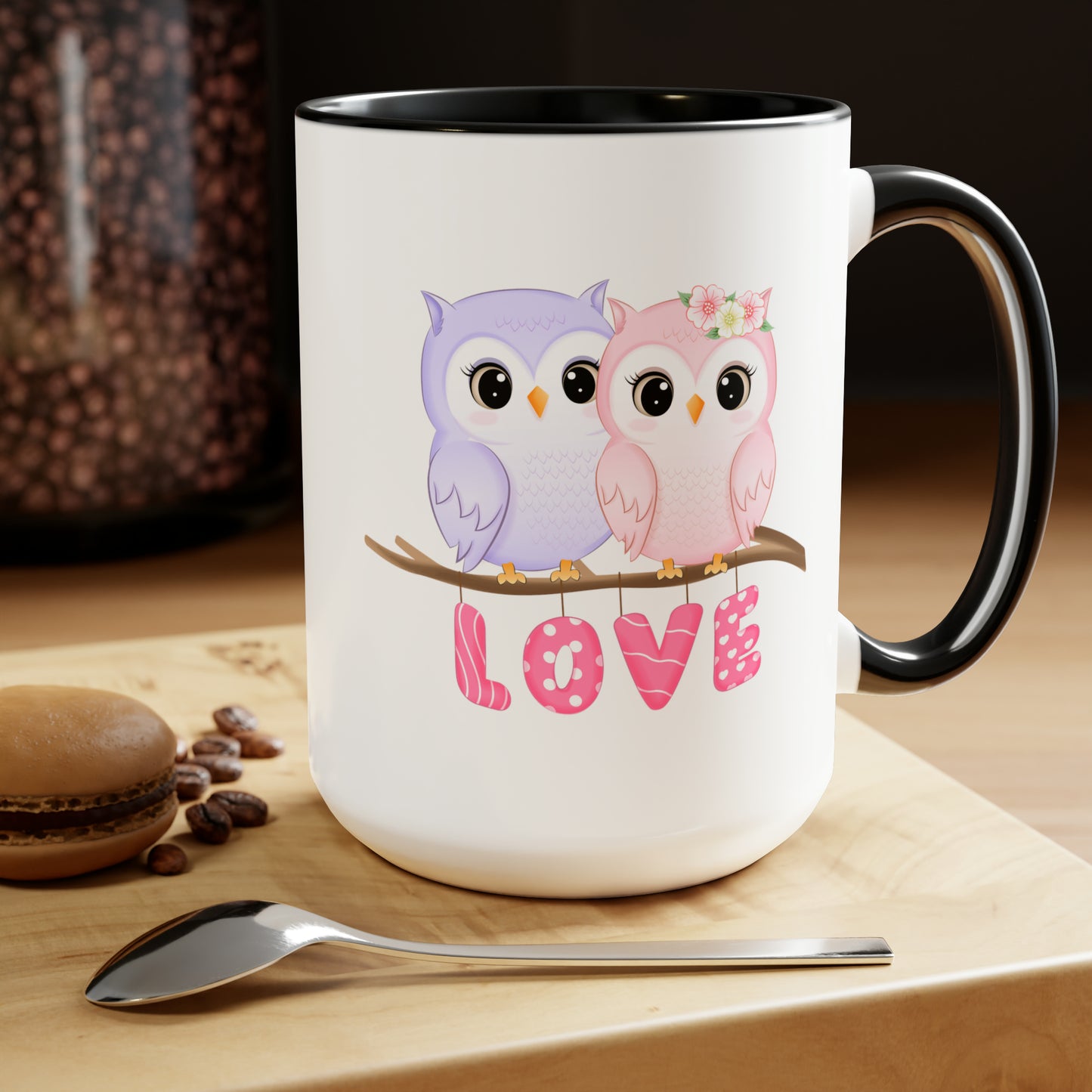 Owl Valentine's Day mug sister gift Coffee Mug pregnancy reveal gift heart mug gift for her Mug wife Coffee tea 15oz