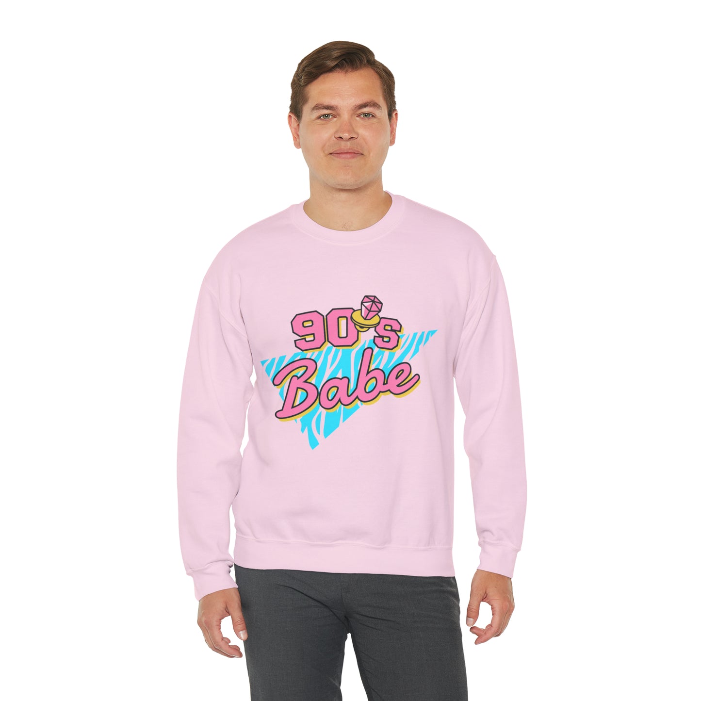 90's Babe Sweatshirt, Pink blue shirt, Unisex Heavy Blend Crewneck Sweatshirt