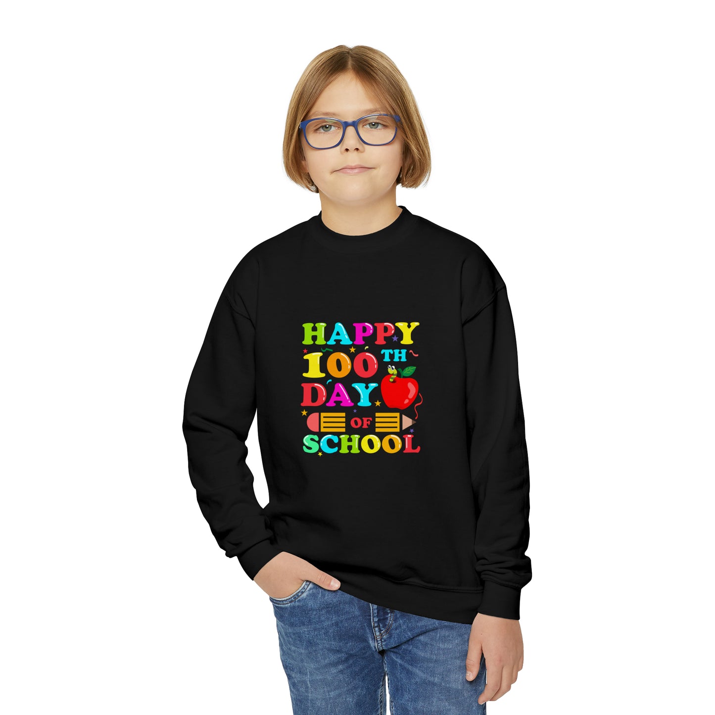 100 days of school sweater kid Christmas gift sweater youth sweatshirt  Christmas Youth Crewneck Sweatshirt