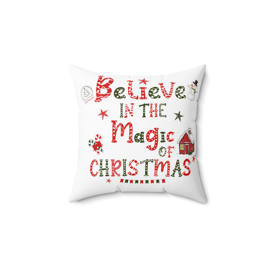 Magic of Christmas pillow North Pole pillow Merry & Bright Christmas gift for her gift for him Christmas home decor Polyester Square Pillow