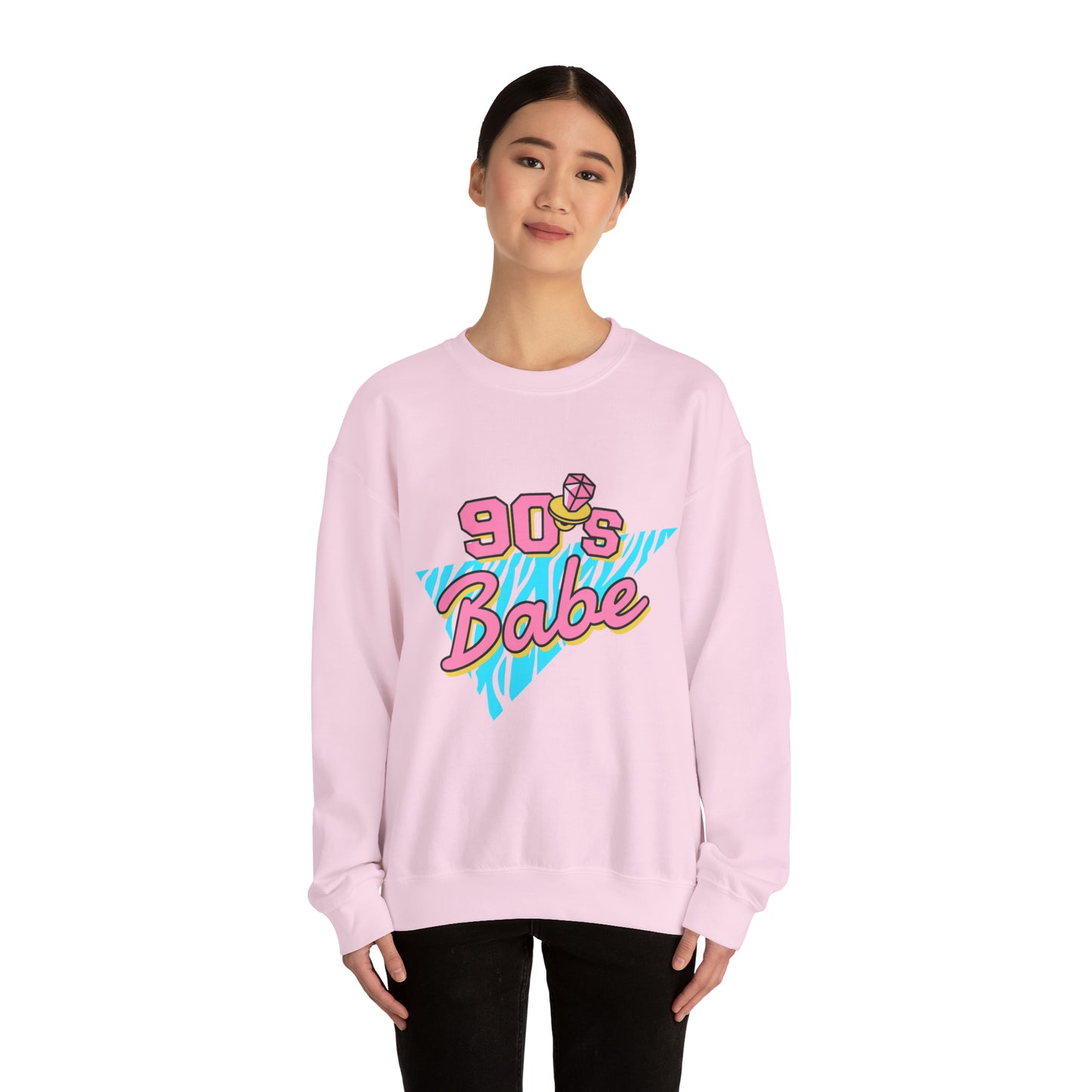 90's Babe Sweatshirt, Pink blue shirt, Unisex Heavy Blend Crewneck Sweatshirt